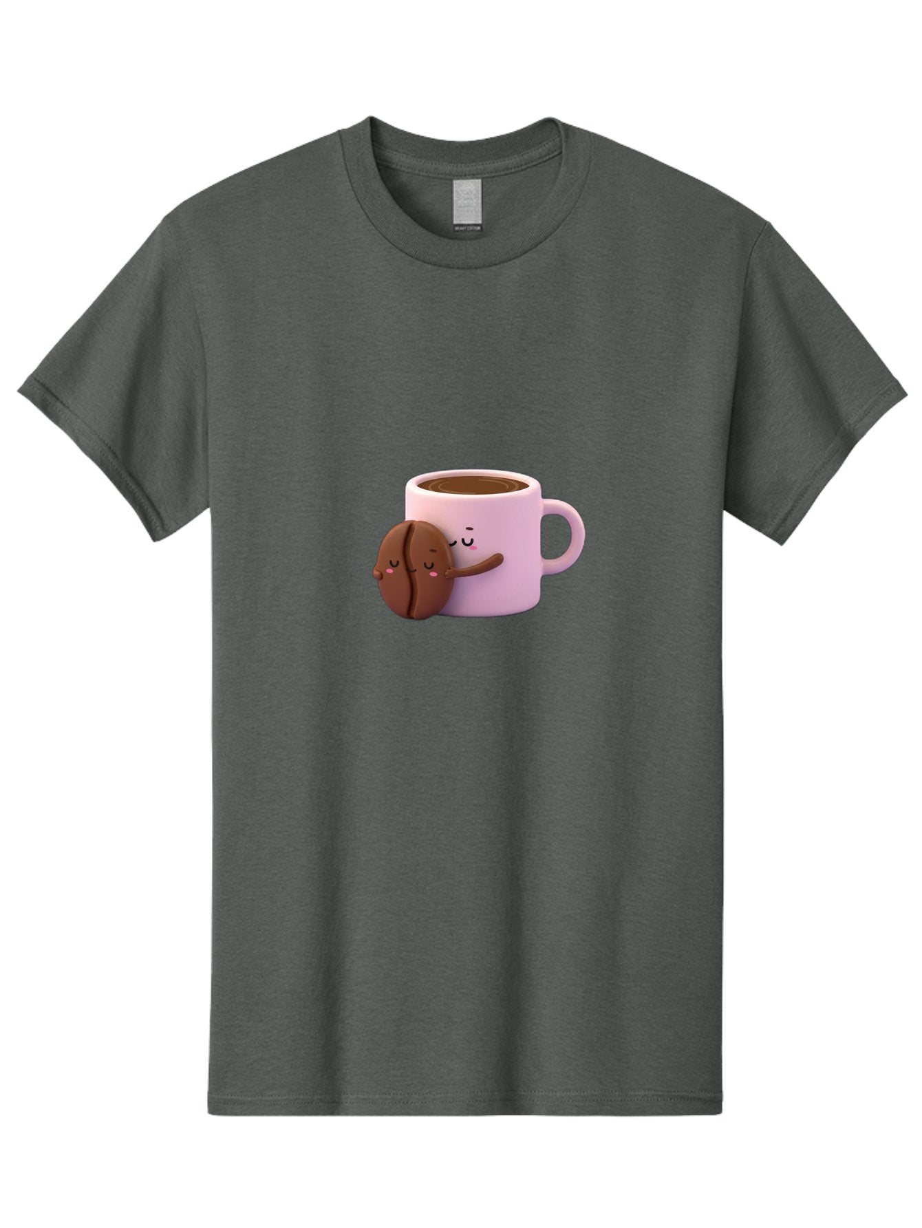 Coffee-Mug-Hugging-Cookie Men'S Graphic Tee, 100% Cotton, Comfortable Casual Summer Wear, Machine Washable, Cartoon Coffee Mug, Chocolate Chip Cookie, Kawaii Characters, Adorable Hugs, Happy Faces, Coffee Break, Sweet Treats, Yummy Goodies Bab803 9