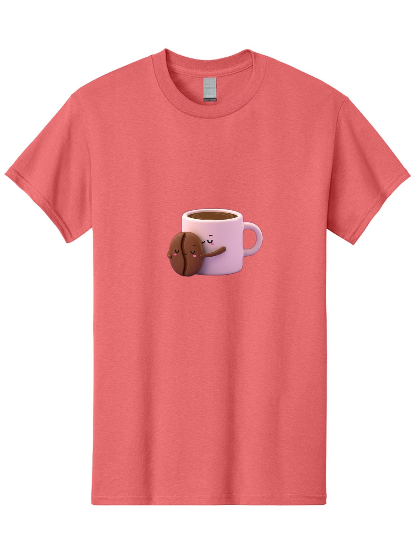 Coffee-Mug-Hugging-Cookie Men'S Graphic Tee, 100% Cotton, Comfortable Casual Summer Wear, Machine Washable, Cartoon Coffee Mug, Chocolate Chip Cookie, Kawaii Characters, Adorable Hugs, Happy Faces, Coffee Break, Sweet Treats, Yummy Goodies Bab803 15
