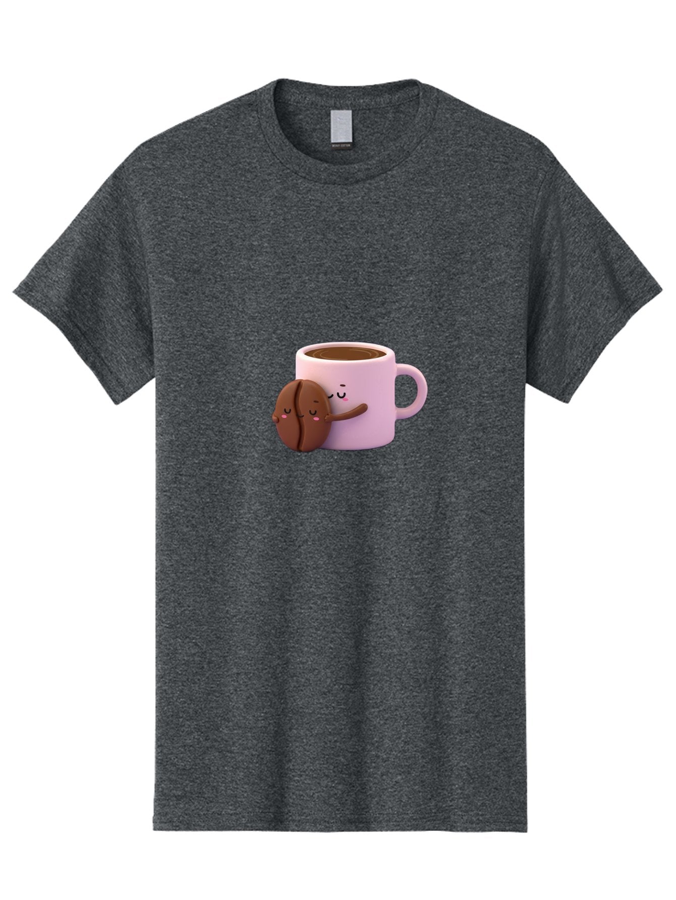 Coffee-Mug-Hugging-Cookie Men'S Graphic Tee, 100% Cotton, Comfortable Casual Summer Wear, Machine Washable, Cartoon Coffee Mug, Chocolate Chip Cookie, Kawaii Characters, Adorable Hugs, Happy Faces, Coffee Break, Sweet Treats, Yummy Goodies Bab803 14