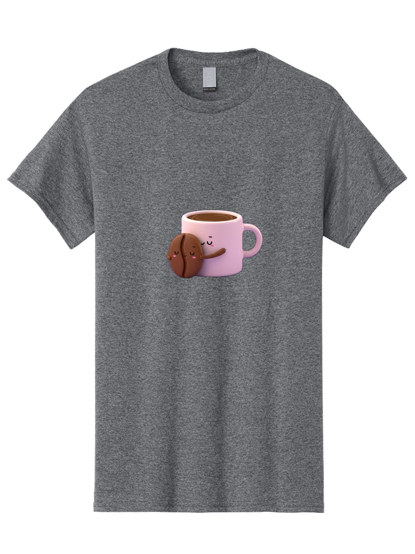 Coffee-Mug-Hugging-Cookie Men'S Graphic Tee, 100% Cotton, Comfortable Casual Summer Wear, Machine Washable, Cartoon Coffee Mug, Chocolate Chip Cookie, Kawaii Characters, Adorable Hugs, Happy Faces, Coffee Break, Sweet Treats, Yummy Goodies Bab803 4