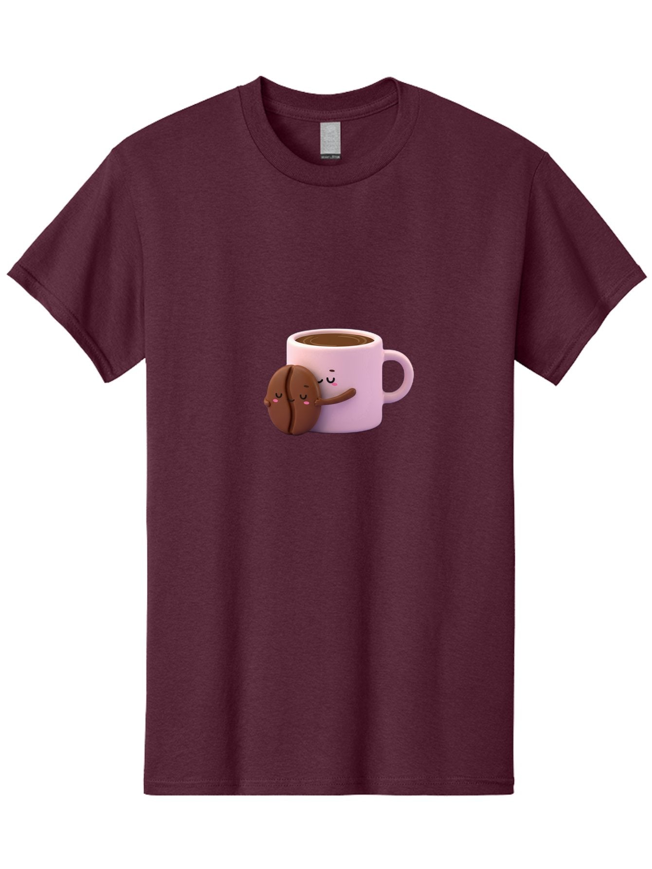 Coffee-Mug-Hugging-Cookie Men'S Graphic Tee, 100% Cotton, Comfortable Casual Summer Wear, Machine Washable, Cartoon Coffee Mug, Chocolate Chip Cookie, Kawaii Characters, Adorable Hugs, Happy Faces, Coffee Break, Sweet Treats, Yummy Goodies Bab803 7
