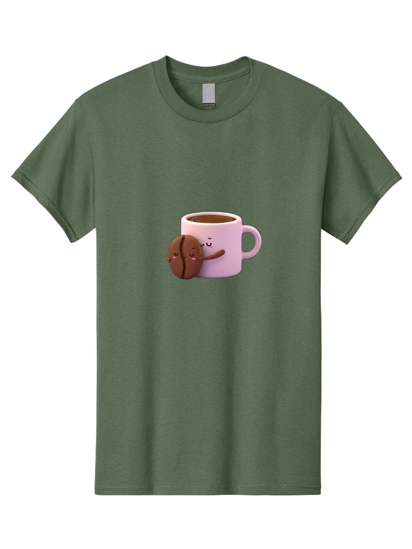 Coffee-Mug-Hugging-Cookie Men'S Graphic Tee, 100% Cotton, Comfortable Casual Summer Wear, Machine Washable, Cartoon Coffee Mug, Chocolate Chip Cookie, Kawaii Characters, Adorable Hugs, Happy Faces, Coffee Break, Sweet Treats, Yummy Goodies Bab803 11