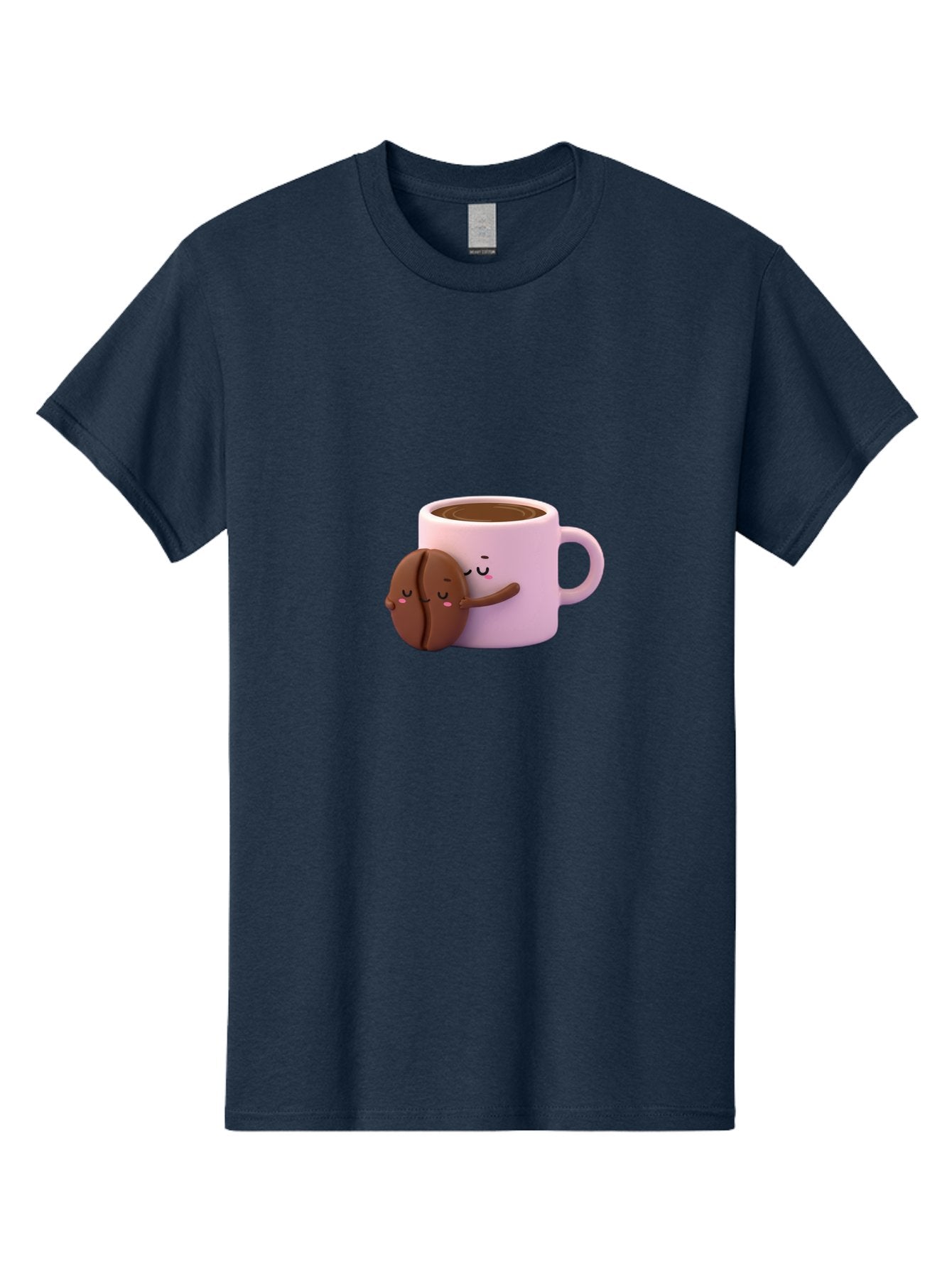Coffee-Mug-Hugging-Cookie Men'S Graphic Tee, 100% Cotton, Comfortable Casual Summer Wear, Machine Washable, Cartoon Coffee Mug, Chocolate Chip Cookie, Kawaii Characters, Adorable Hugs, Happy Faces, Coffee Break, Sweet Treats, Yummy Goodies Bab803 6