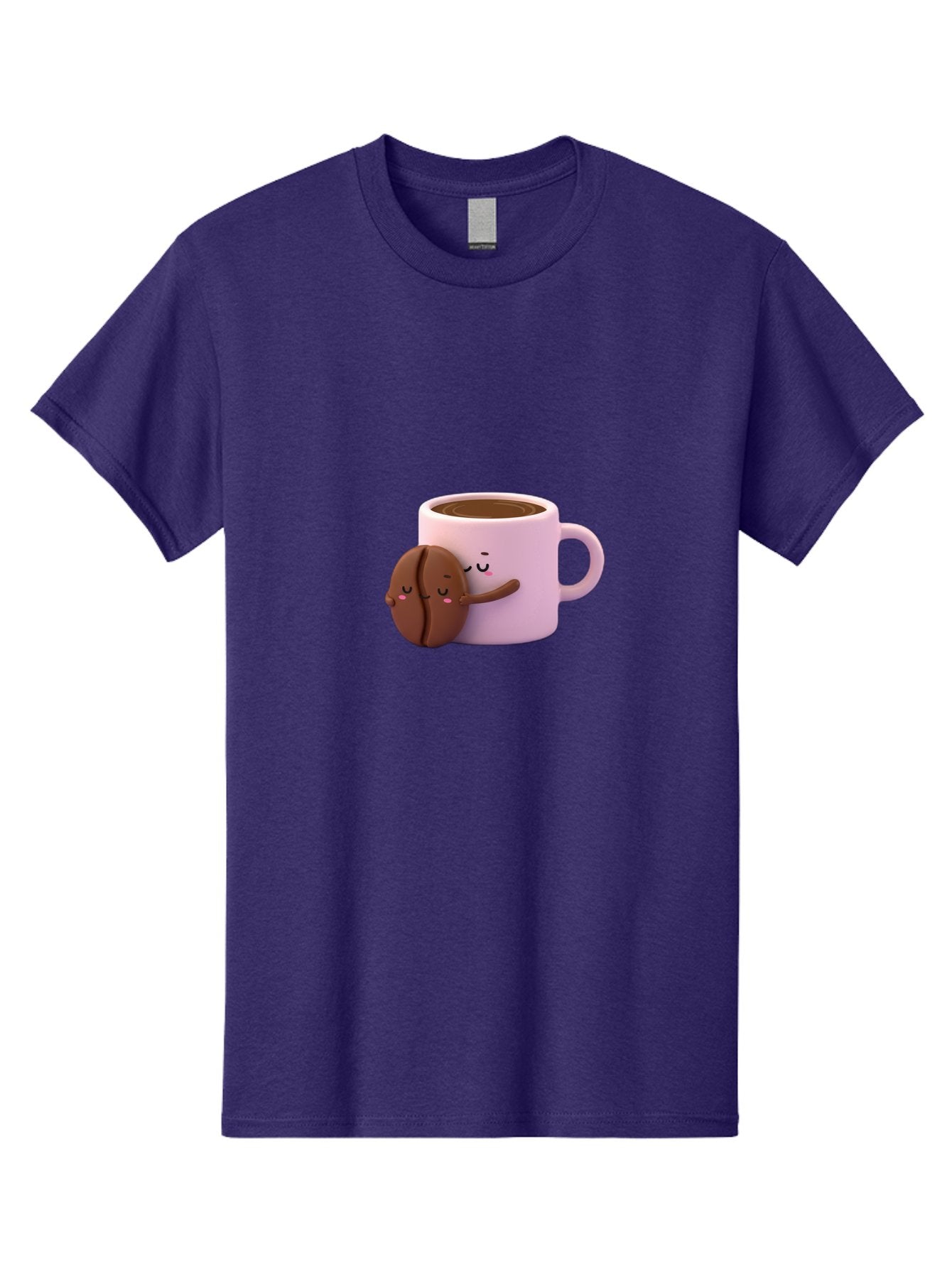 Coffee-Mug-Hugging-Cookie Men'S Graphic Tee, 100% Cotton, Comfortable Casual Summer Wear, Machine Washable, Cartoon Coffee Mug, Chocolate Chip Cookie, Kawaii Characters, Adorable Hugs, Happy Faces, Coffee Break, Sweet Treats, Yummy Goodies Bab803