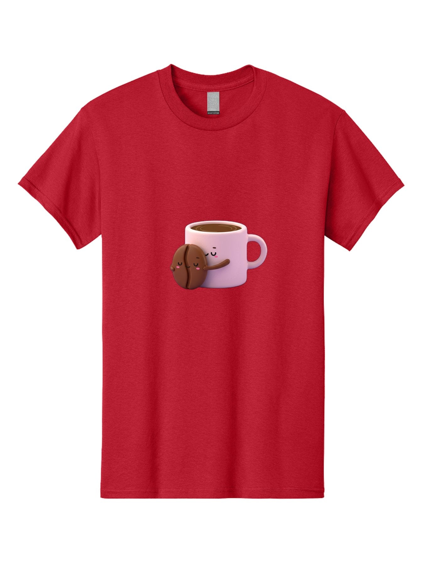 Coffee-Mug-Hugging-Cookie Men'S Graphic Tee, 100% Cotton, Comfortable Casual Summer Wear, Machine Washable, Cartoon Coffee Mug, Chocolate Chip Cookie, Kawaii Characters, Adorable Hugs, Happy Faces, Coffee Break, Sweet Treats, Yummy Goodies Bab803 5