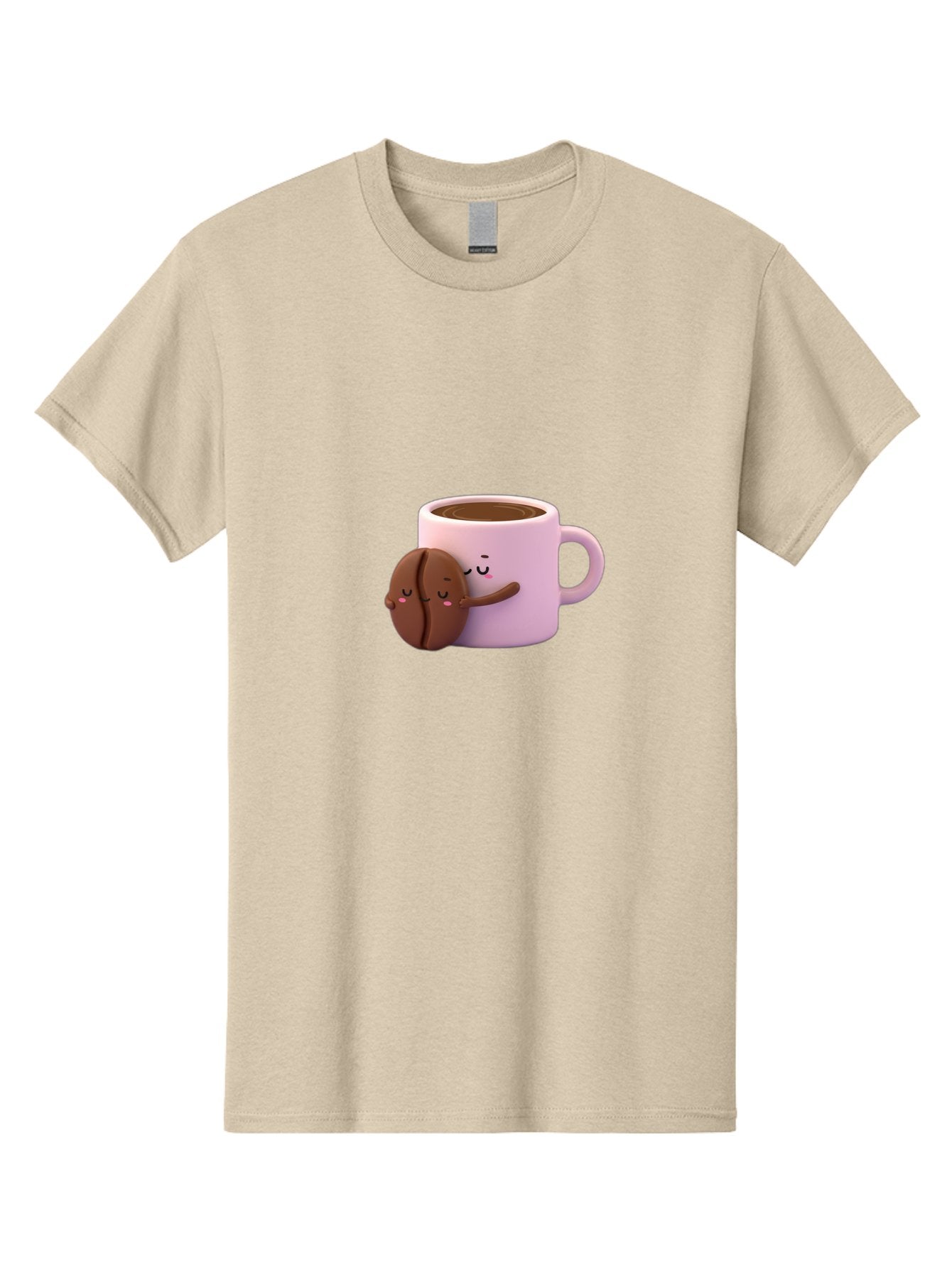 Coffee-Mug-Hugging-Cookie Men'S Graphic Tee, 100% Cotton, Comfortable Casual Summer Wear, Machine Washable, Cartoon Coffee Mug, Chocolate Chip Cookie, Kawaii Characters, Adorable Hugs, Happy Faces, Coffee Break, Sweet Treats, Yummy Goodies Bab803 8