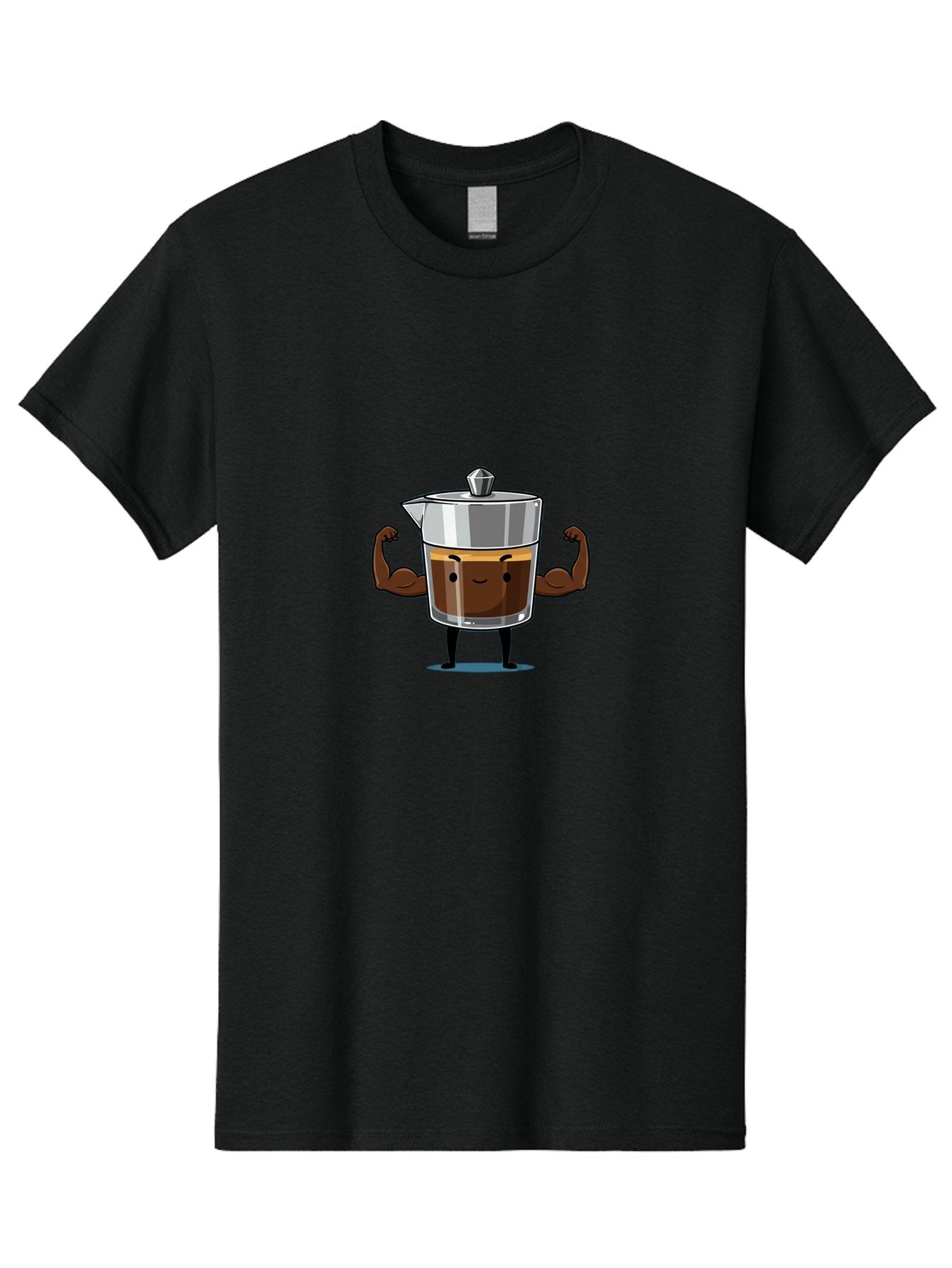 Coffee-Pot Men'S Graphic Tee, 100% Cotton, Comfortable Casual Summer Wear, Machine Washable, Coffee Pot Character, Flexing Arms, Strong Coffee, Cartoon Coffee, Humorous Design, Coffee Humor, Funny Coffee, Coffee Love, Morning Coffee Bab806 12