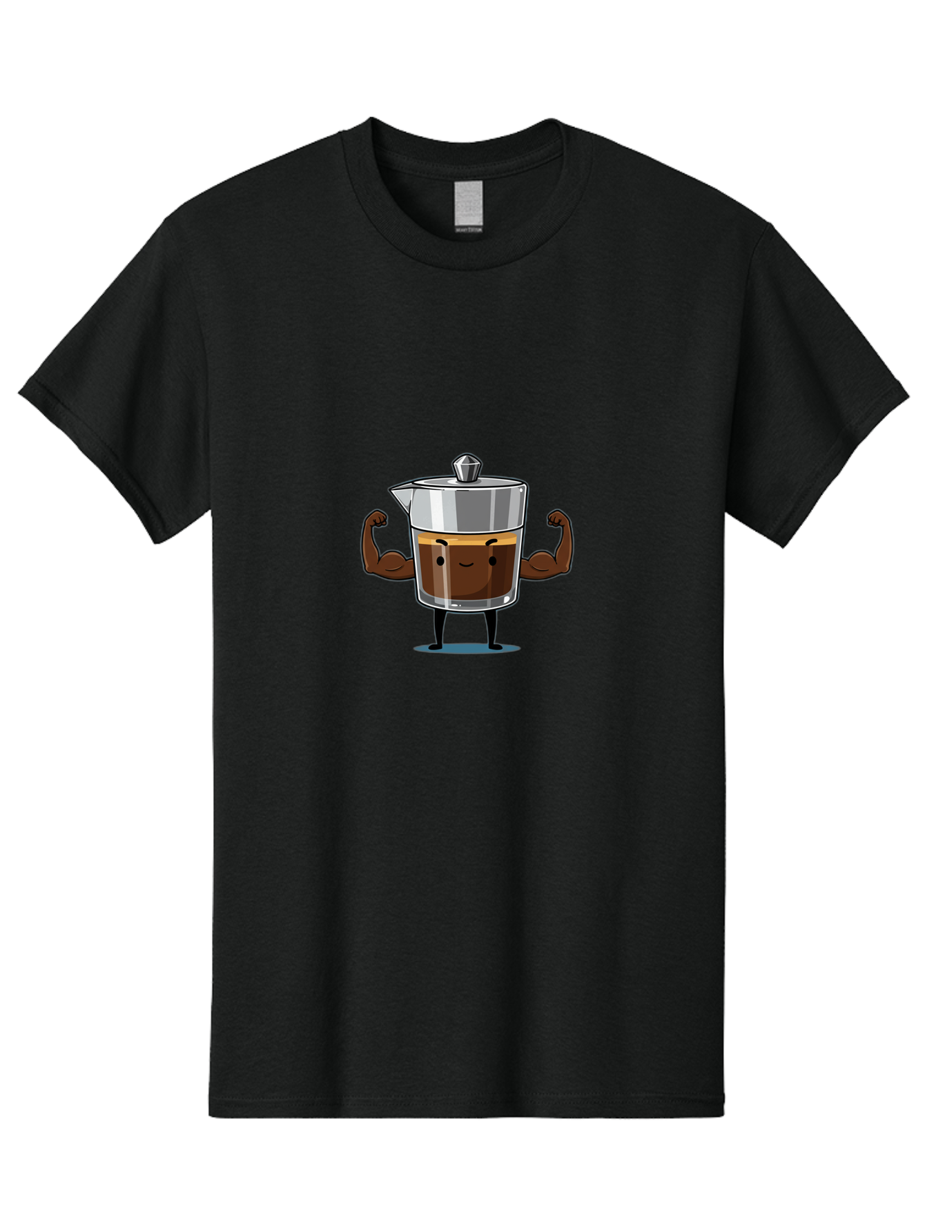 Coffee-Pot Men'S Graphic Tee, 100% Cotton, Comfortable Casual Summer Wear, Machine Washable, Coffee Pot Character, Flexing Arms, Strong Coffee, Cartoon Coffee, Humorous Design, Coffee Humor, Funny Coffee, Coffee Love, Morning Coffee Bab806 3