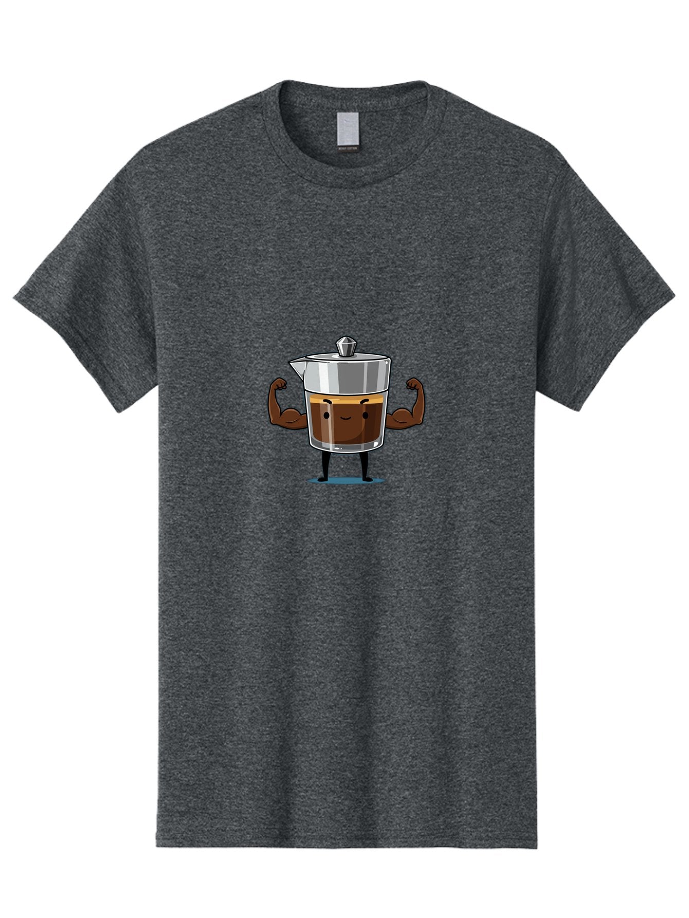 Coffee-Pot Men'S Graphic Tee, 100% Cotton, Comfortable Casual Summer Wear, Machine Washable, Coffee Pot Character, Flexing Arms, Strong Coffee, Cartoon Coffee, Humorous Design, Coffee Humor, Funny Coffee, Coffee Love, Morning Coffee Bab806 15