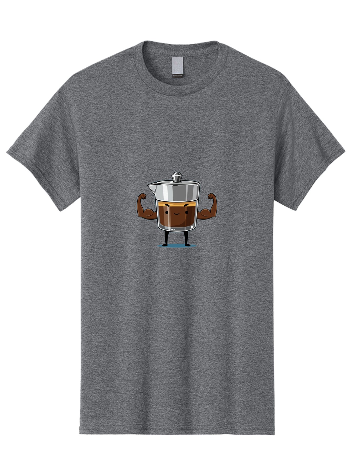 Coffee-Pot Men'S Graphic Tee, 100% Cotton, Comfortable Casual Summer Wear, Machine Washable, Coffee Pot Character, Flexing Arms, Strong Coffee, Cartoon Coffee, Humorous Design, Coffee Humor, Funny Coffee, Coffee Love, Morning Coffee Bab806 13