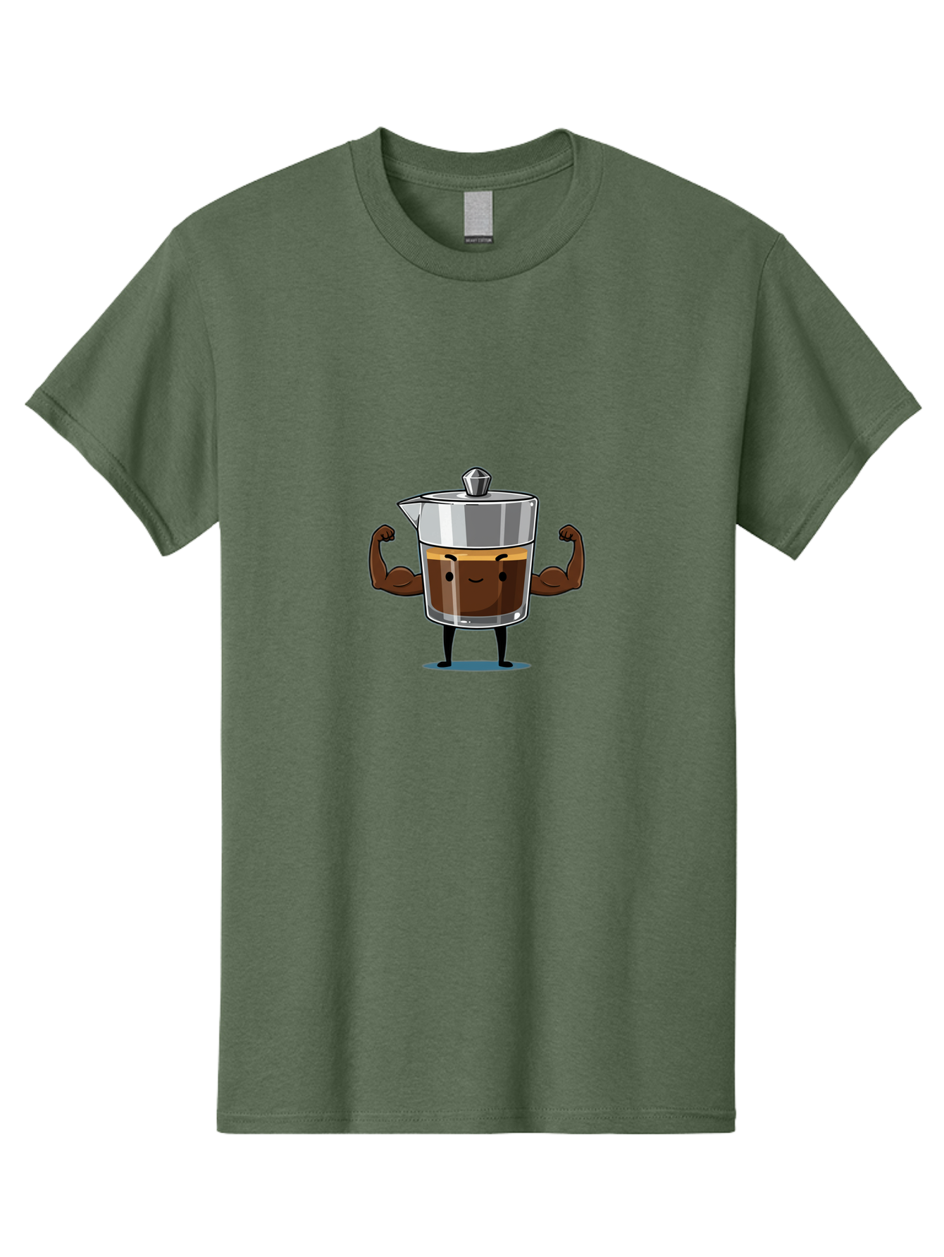 Coffee-Pot Men'S Graphic Tee, 100% Cotton, Comfortable Casual Summer Wear, Machine Washable, Coffee Pot Character, Flexing Arms, Strong Coffee, Cartoon Coffee, Humorous Design, Coffee Humor, Funny Coffee, Coffee Love, Morning Coffee Bab806