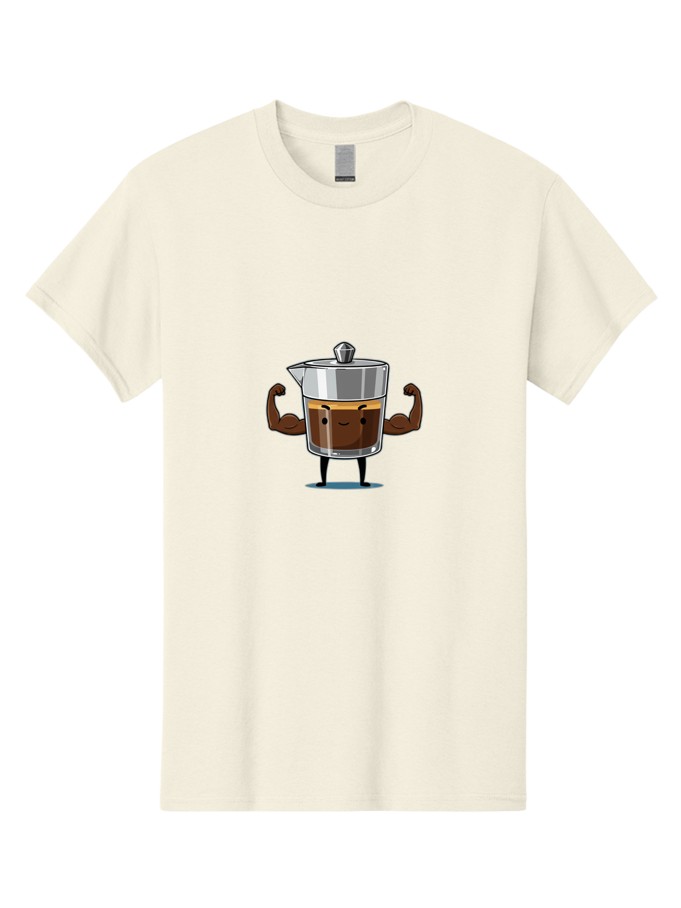 Coffee-Pot Men'S Graphic Tee, 100% Cotton, Comfortable Casual Summer Wear, Machine Washable, Coffee Pot Character, Flexing Arms, Strong Coffee, Cartoon Coffee, Humorous Design, Coffee Humor, Funny Coffee, Coffee Love, Morning Coffee Bab806 8