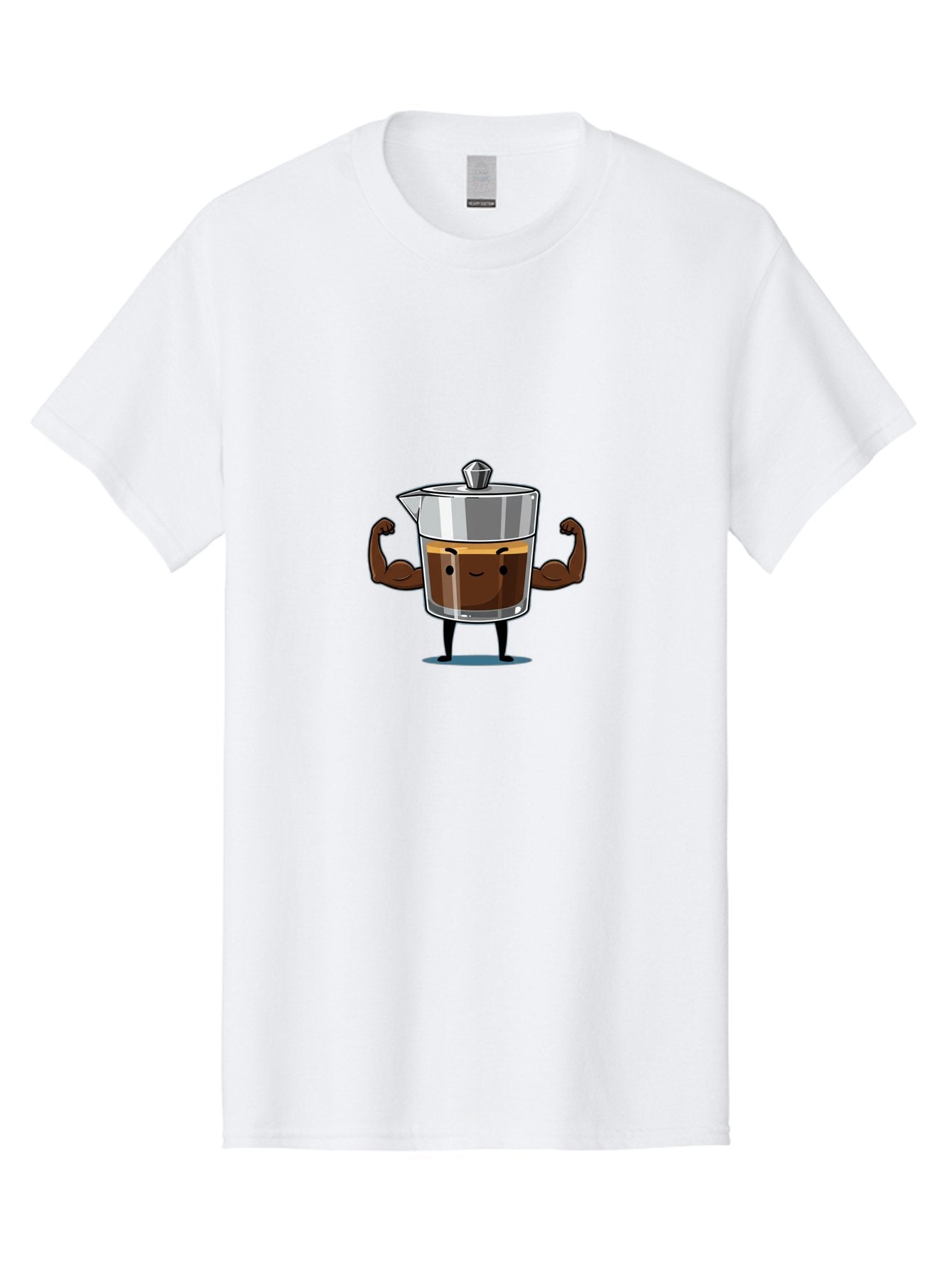 Coffee-Pot Men'S Graphic Tee, 100% Cotton, Comfortable Casual Summer Wear, Machine Washable, Coffee Pot Character, Flexing Arms, Strong Coffee, Cartoon Coffee, Humorous Design, Coffee Humor, Funny Coffee, Coffee Love, Morning Coffee Bab806 8
