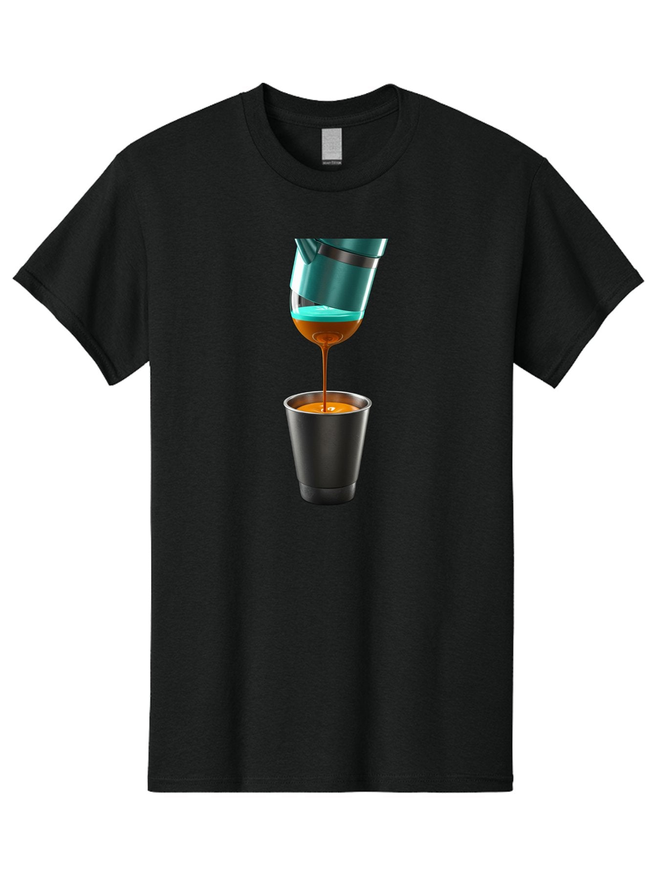 Coffee-Pouring Men'S Graphic Tee, 100% Cotton, Comfortable Casual Summer Wear, Machine Washable, Espresso Being Poured, Coffee Machine, Dark Brown Liquid, Small Black Cup, Crema On Top, Coffee Lover, Morning Routine, Espresso Shot Bab807 13