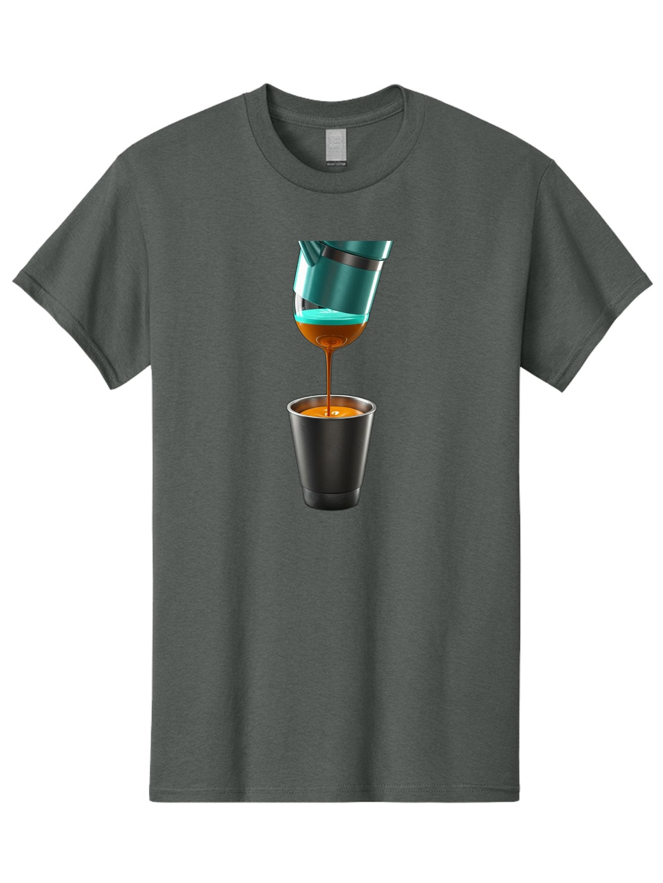 Coffee-Pouring Men'S Graphic Tee, 100% Cotton, Comfortable Casual Summer Wear, Machine Washable, Espresso Being Poured, Coffee Machine, Dark Brown Liquid, Small Black Cup, Crema On Top, Coffee Lover, Morning Routine, Espresso Shot Bab807 15