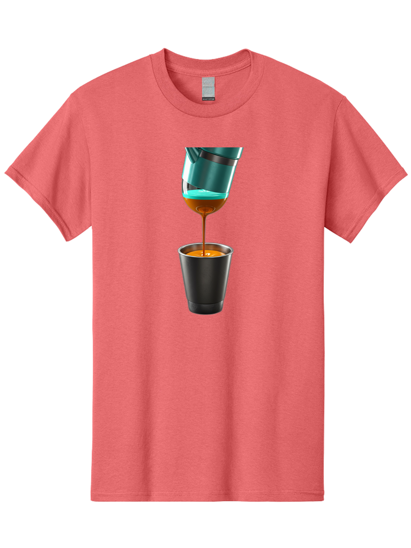 Coffee-Pouring Men'S Graphic Tee, 100% Cotton, Comfortable Casual Summer Wear, Machine Washable, Espresso Being Poured, Coffee Machine, Dark Brown Liquid, Small Black Cup, Crema On Top, Coffee Lover, Morning Routine, Espresso Shot Bab807 10
