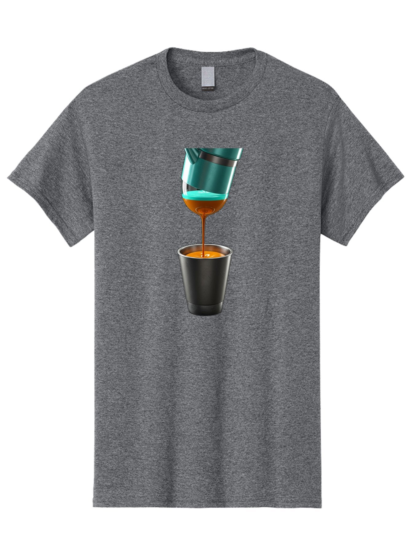 Coffee-Pouring Men'S Graphic Tee, 100% Cotton, Comfortable Casual Summer Wear, Machine Washable, Espresso Being Poured, Coffee Machine, Dark Brown Liquid, Small Black Cup, Crema On Top, Coffee Lover, Morning Routine, Espresso Shot Bab807 6
