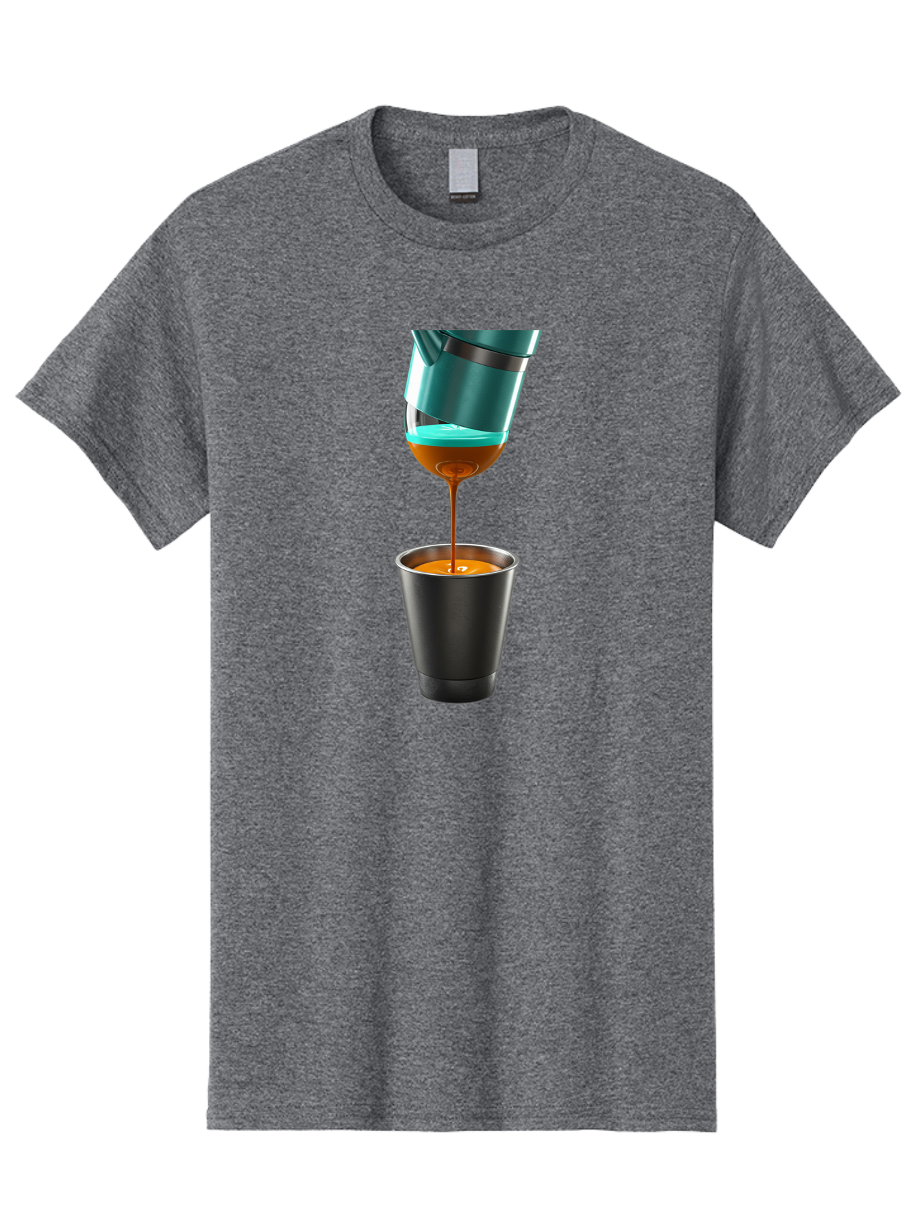 Coffee-Pouring Men'S Graphic Tee, 100% Cotton, Comfortable Casual Summer Wear, Machine Washable, Espresso Being Poured, Coffee Machine, Dark Brown Liquid, Small Black Cup, Crema On Top, Coffee Lover, Morning Routine, Espresso Shot Bab807 7