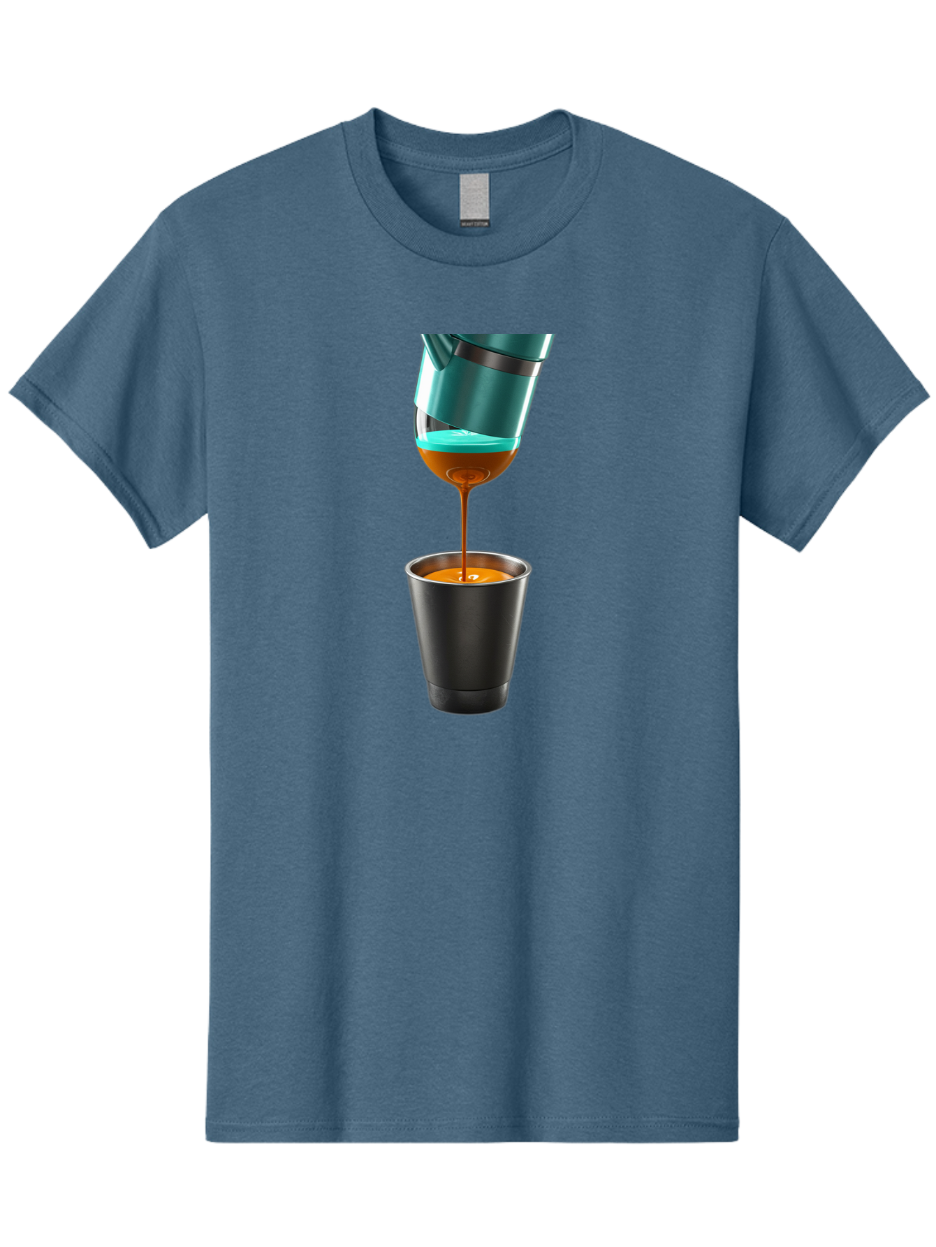 Coffee-Pouring Men'S Graphic Tee, 100% Cotton, Comfortable Casual Summer Wear, Machine Washable, Espresso Being Poured, Coffee Machine, Dark Brown Liquid, Small Black Cup, Crema On Top, Coffee Lover, Morning Routine, Espresso Shot Bab807 6