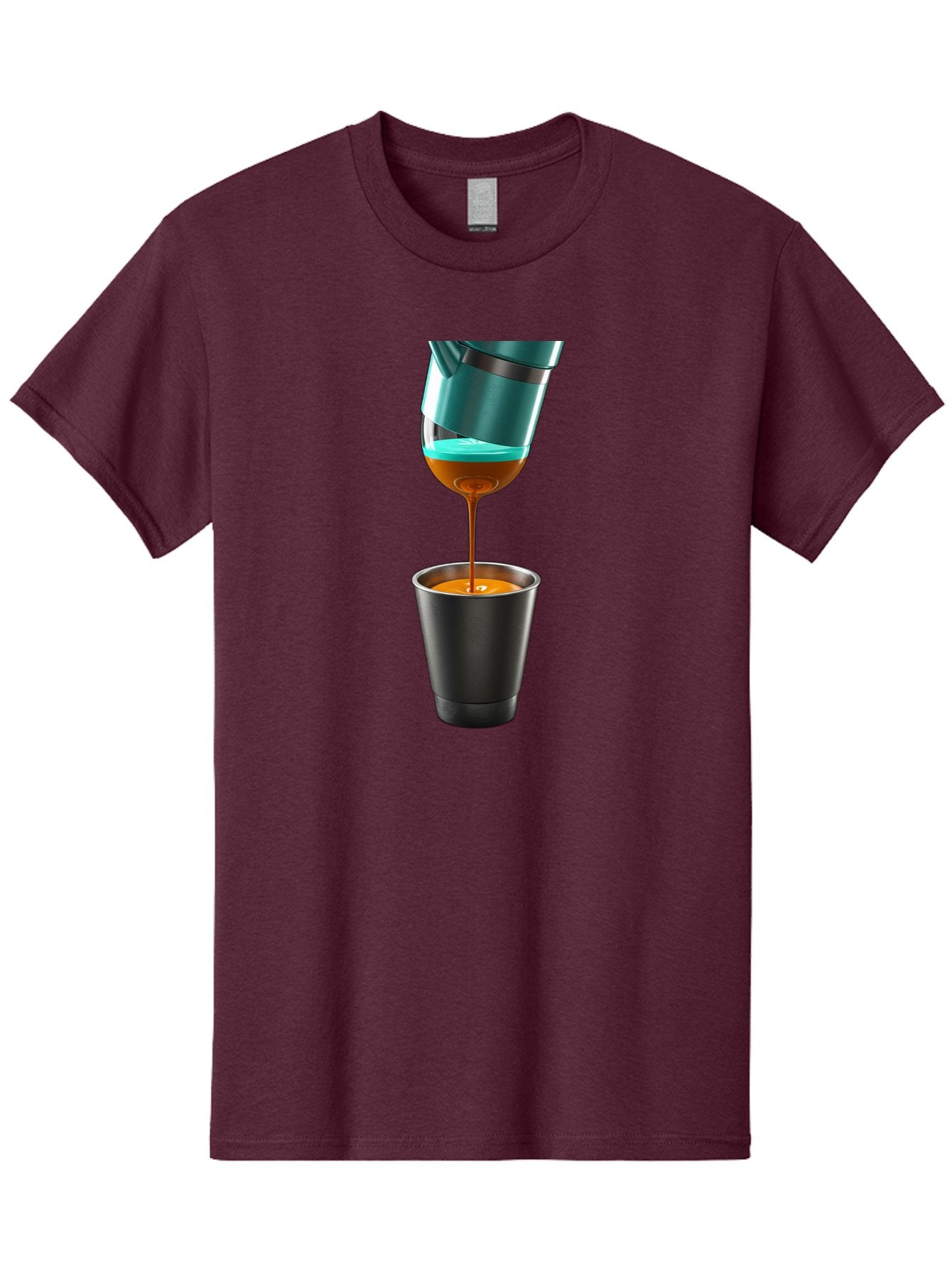 Coffee-Pouring Men'S Graphic Tee, 100% Cotton, Comfortable Casual Summer Wear, Machine Washable, Espresso Being Poured, Coffee Machine, Dark Brown Liquid, Small Black Cup, Crema On Top, Coffee Lover, Morning Routine, Espresso Shot Bab807 10
