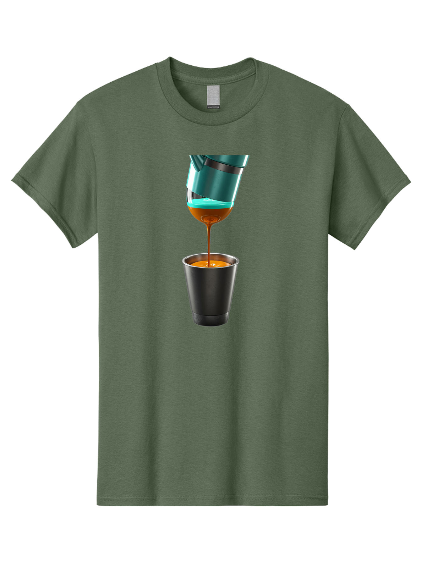 Coffee-Pouring Men'S Graphic Tee, 100% Cotton, Comfortable Casual Summer Wear, Machine Washable, Espresso Being Poured, Coffee Machine, Dark Brown Liquid, Small Black Cup, Crema On Top, Coffee Lover, Morning Routine, Espresso Shot Bab807 13