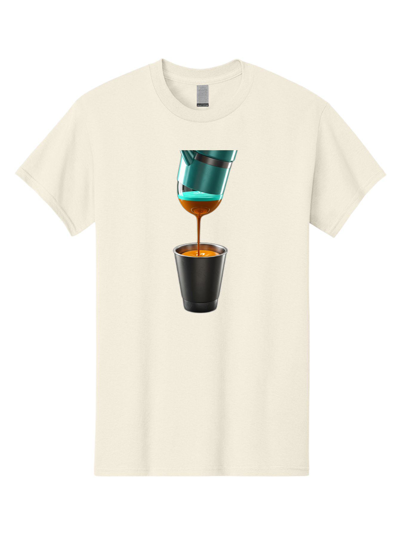 Coffee-Pouring Men'S Graphic Tee, 100% Cotton, Comfortable Casual Summer Wear, Machine Washable, Espresso Being Poured, Coffee Machine, Dark Brown Liquid, Small Black Cup, Crema On Top, Coffee Lover, Morning Routine, Espresso Shot Bab807 3