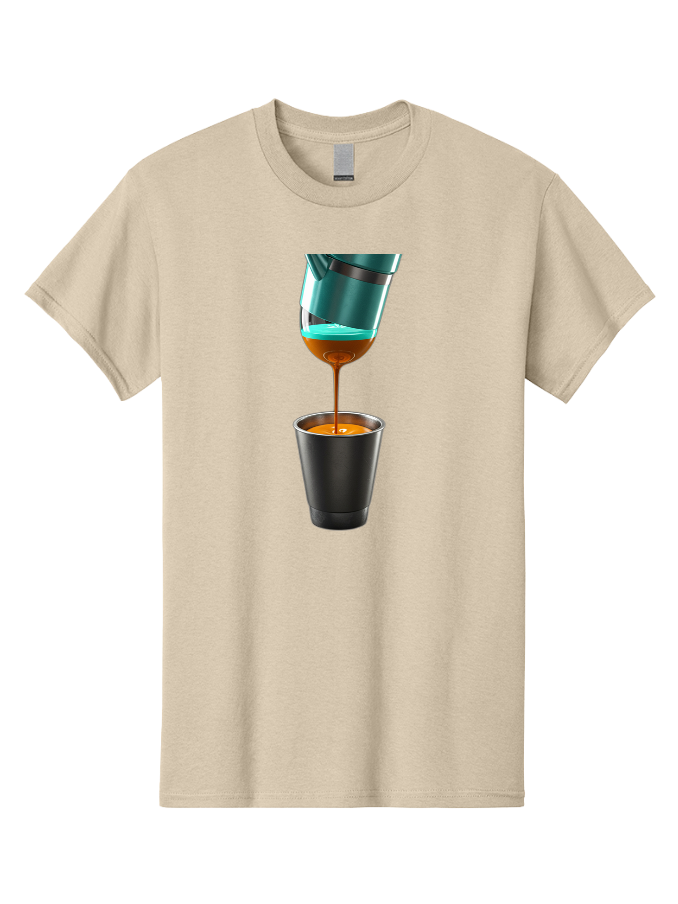 Coffee-Pouring Men'S Graphic Tee, 100% Cotton, Comfortable Casual Summer Wear, Machine Washable, Espresso Being Poured, Coffee Machine, Dark Brown Liquid, Small Black Cup, Crema On Top, Coffee Lover, Morning Routine, Espresso Shot Bab807 5