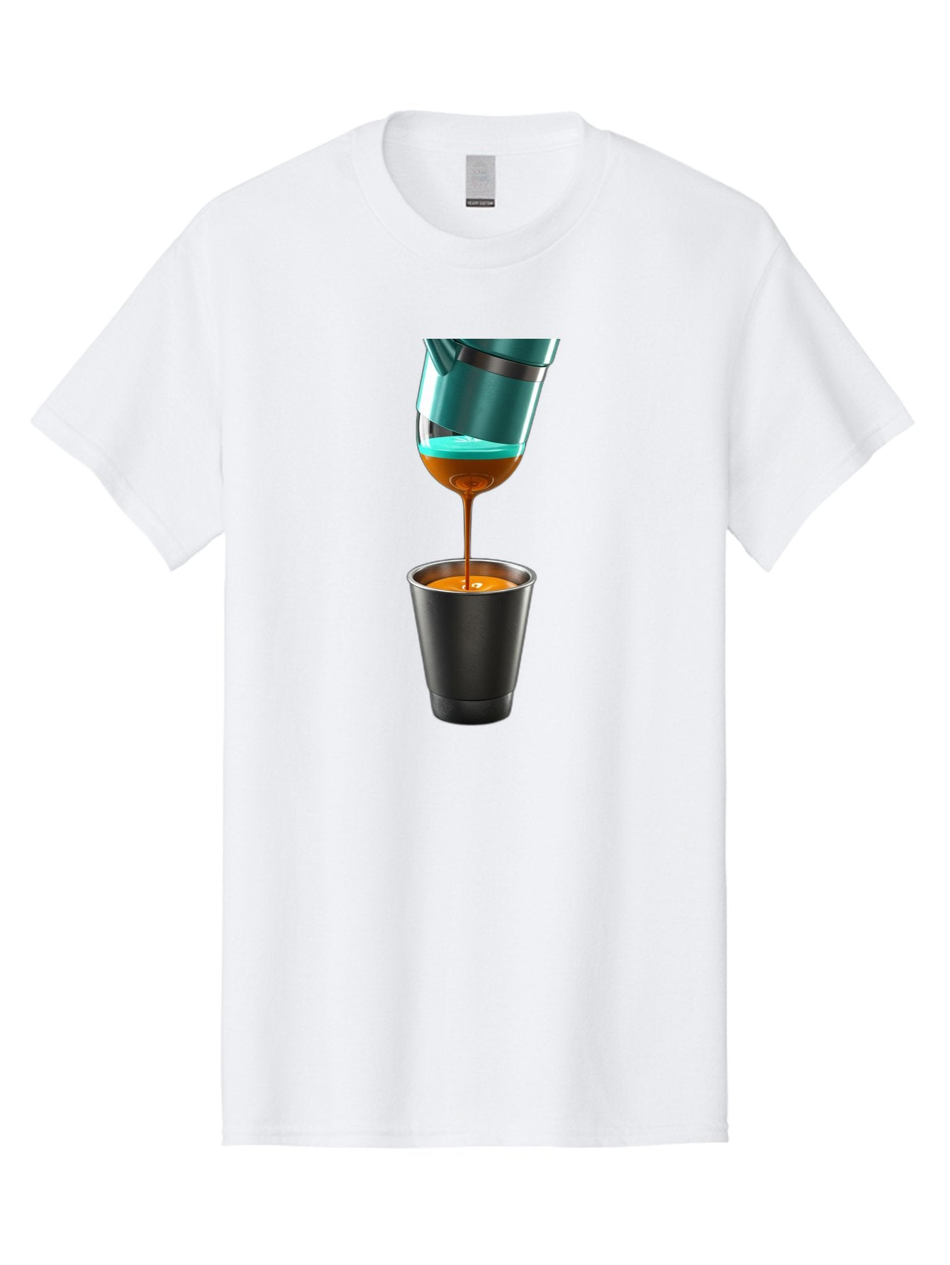 Coffee-Pouring Men'S Graphic Tee, 100% Cotton, Comfortable Casual Summer Wear, Machine Washable, Espresso Being Poured, Coffee Machine, Dark Brown Liquid, Small Black Cup, Crema On Top, Coffee Lover, Morning Routine, Espresso Shot Bab807 14