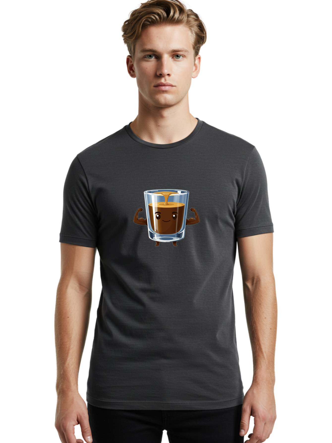 Coffee Men'S Graphic Tee, 100% Cotton, Comfortable Casual Summer Wear, Machine Washable, Cartoon Coffee, Strong Coffee, Animated Beverage, Humorous Design, Flexible Arms, Coffee Enthusiast, Cheerful Character, Coffee Lover, Funny Mascot Bab808 29