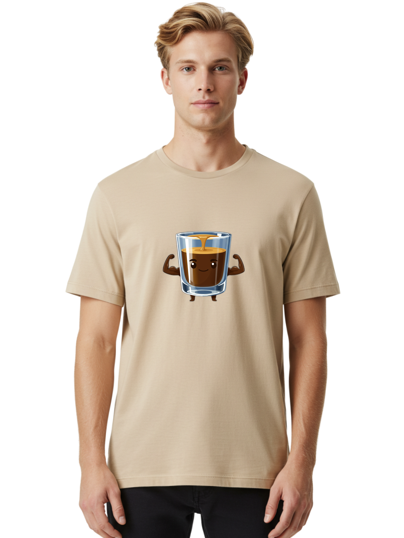 Coffee Men'S Graphic Tee, 100% Cotton, Comfortable Casual Summer Wear, Machine Washable, Cartoon Coffee, Strong Coffee, Animated Beverage, Humorous Design, Flexible Arms, Coffee Enthusiast, Cheerful Character, Coffee Lover, Funny Mascot Bab808 30