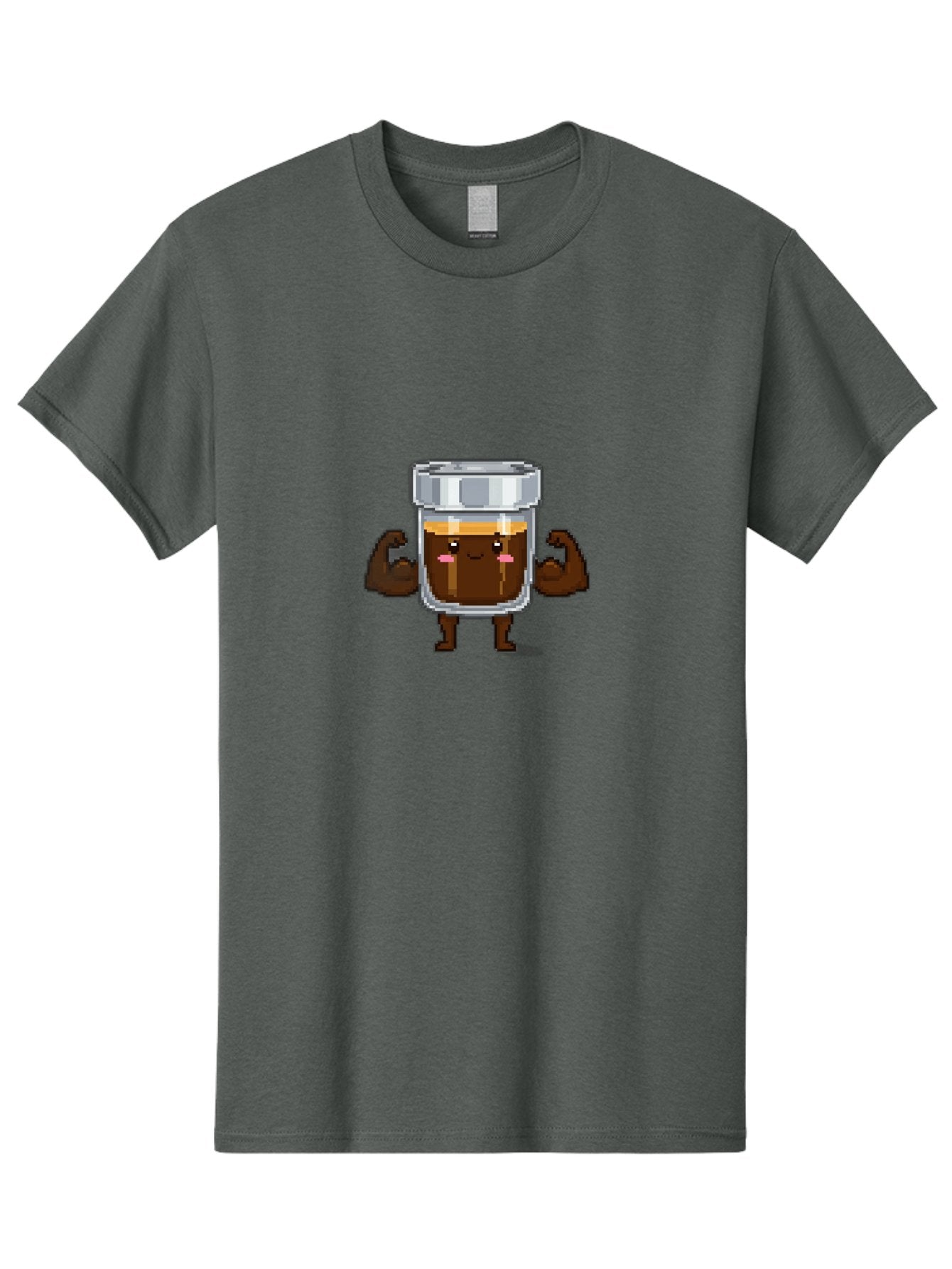 Cold-Brew Men'S Graphic Tee, 100% Cotton, Comfortable Casual Summer Wear, Machine Washable, Flexible Coffee, Coffee In A Jar, Caffeine Boost, Cartoon Character, Strong And Fit, Humorous Illustration, Pixel Art Bab809 12