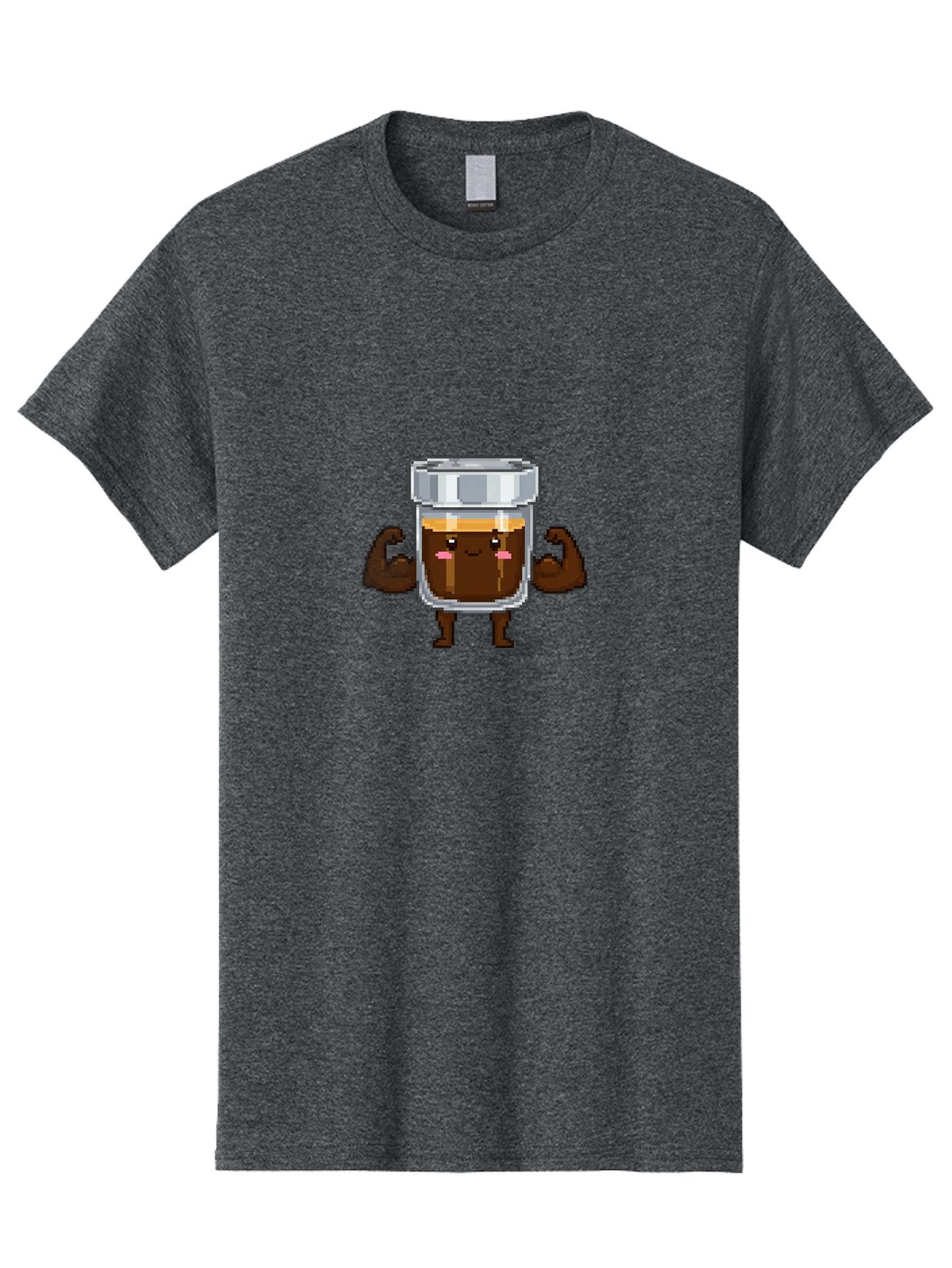 Cold-Brew Men'S Graphic Tee, 100% Cotton, Comfortable Casual Summer Wear, Machine Washable, Flexible Coffee, Coffee In A Jar, Caffeine Boost, Cartoon Character, Strong And Fit, Humorous Illustration, Pixel Art Bab809 7
