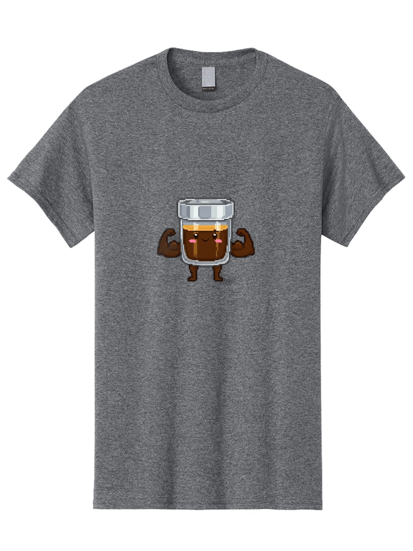 Cold-Brew Men'S Graphic Tee, 100% Cotton, Comfortable Casual Summer Wear, Machine Washable, Flexible Coffee, Coffee In A Jar, Caffeine Boost, Cartoon Character, Strong And Fit, Humorous Illustration, Pixel Art Bab809 6