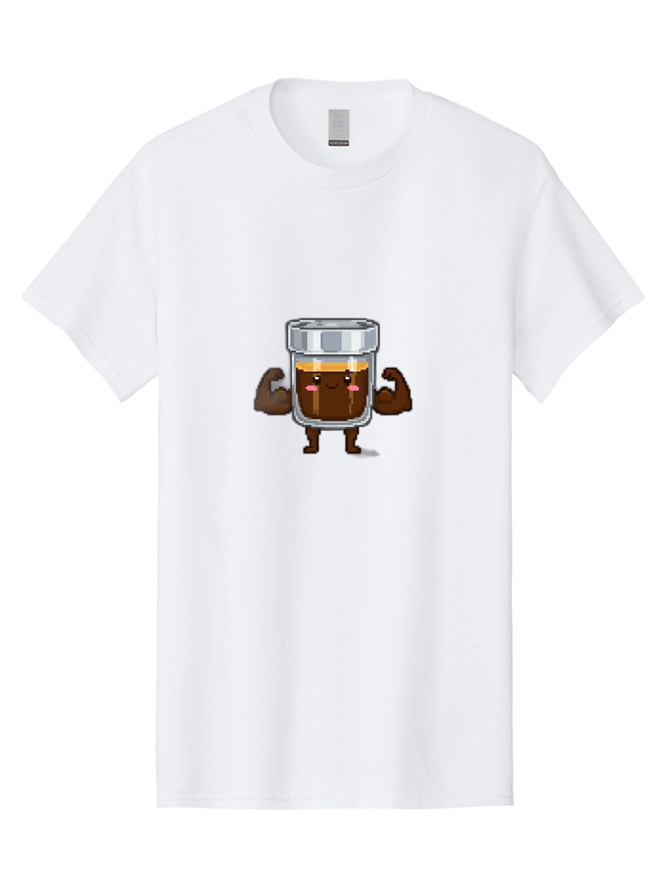 Cold-Brew Men'S Graphic Tee, 100% Cotton, Comfortable Casual Summer Wear, Machine Washable, Flexible Coffee, Coffee In A Jar, Caffeine Boost, Cartoon Character, Strong And Fit, Humorous Illustration, Pixel Art Bab809 11