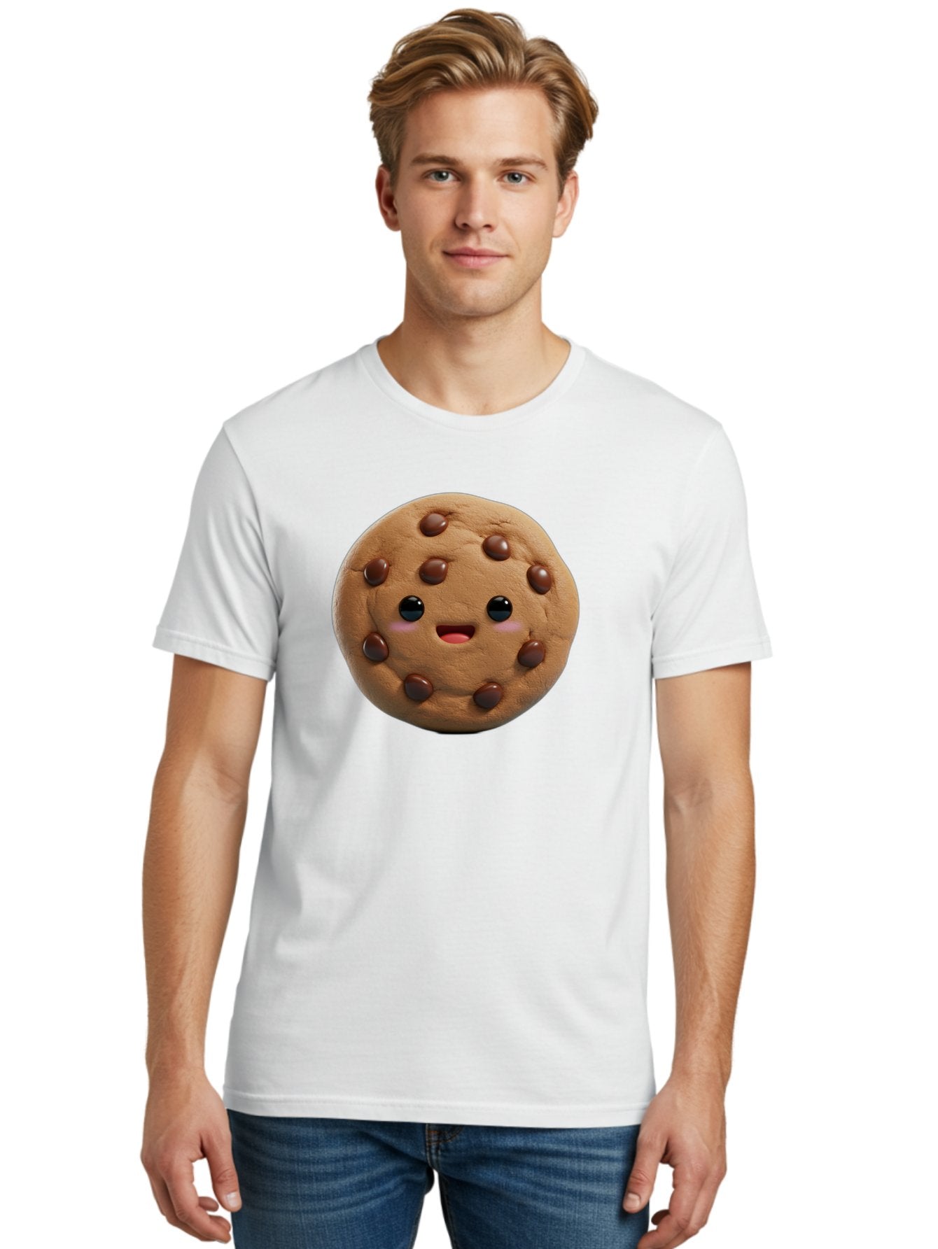 Cookie Men'S Graphic Tee, 100% Cotton, Comfortable Casual Summer Wear, Machine Washable, Chocolate Chip Cookie, Cartoon Cookie, Cookie Character, Cookie Face, Cute Cookie, Cookie Smile, Cookie Eyes, Cookie Mouth, Chocolate Chips Bab811 19
