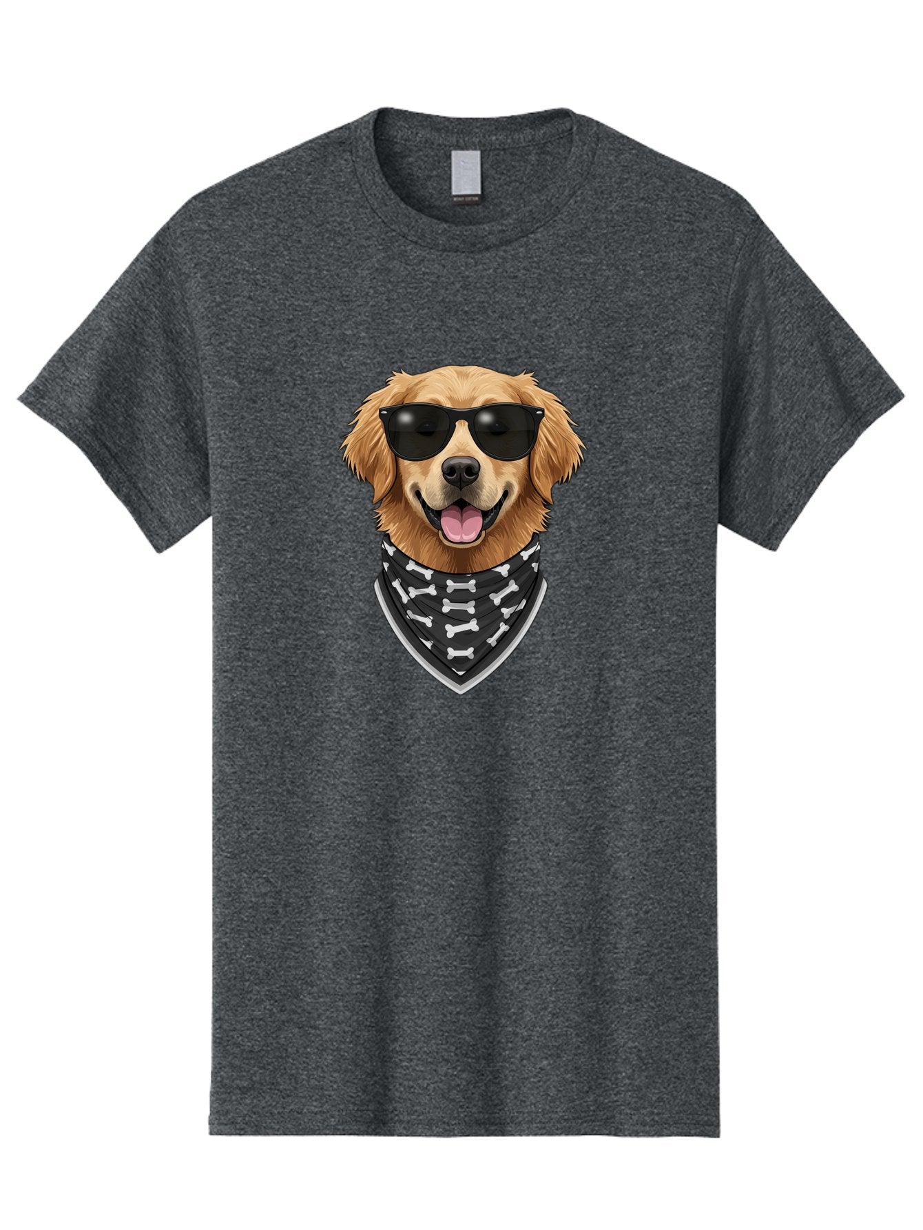 Cool-Dog-2 Men'S Graphic Tee, 100% Cotton, Comfortable Casual Summer Wear, Machine Washable, Golden Retriever Dog, Sunglasses, Bandana, Bone Pattern, Dog Fashion, Cool Dog, Cartoon Style, Humor, Fun Design Bab813 9