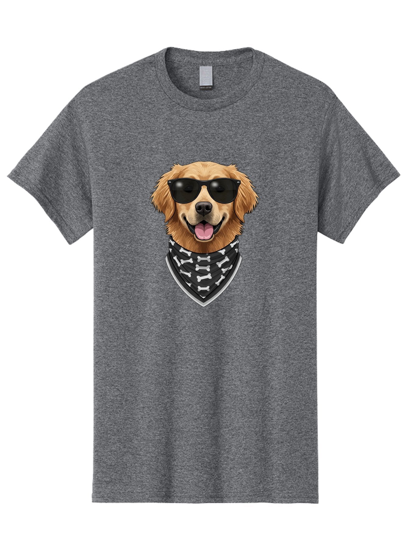 Cool-Dog-2 Men'S Graphic Tee, 100% Cotton, Comfortable Casual Summer Wear, Machine Washable, Golden Retriever Dog, Sunglasses, Bandana, Bone Pattern, Dog Fashion, Cool Dog, Cartoon Style, Humor, Fun Design Bab813 7