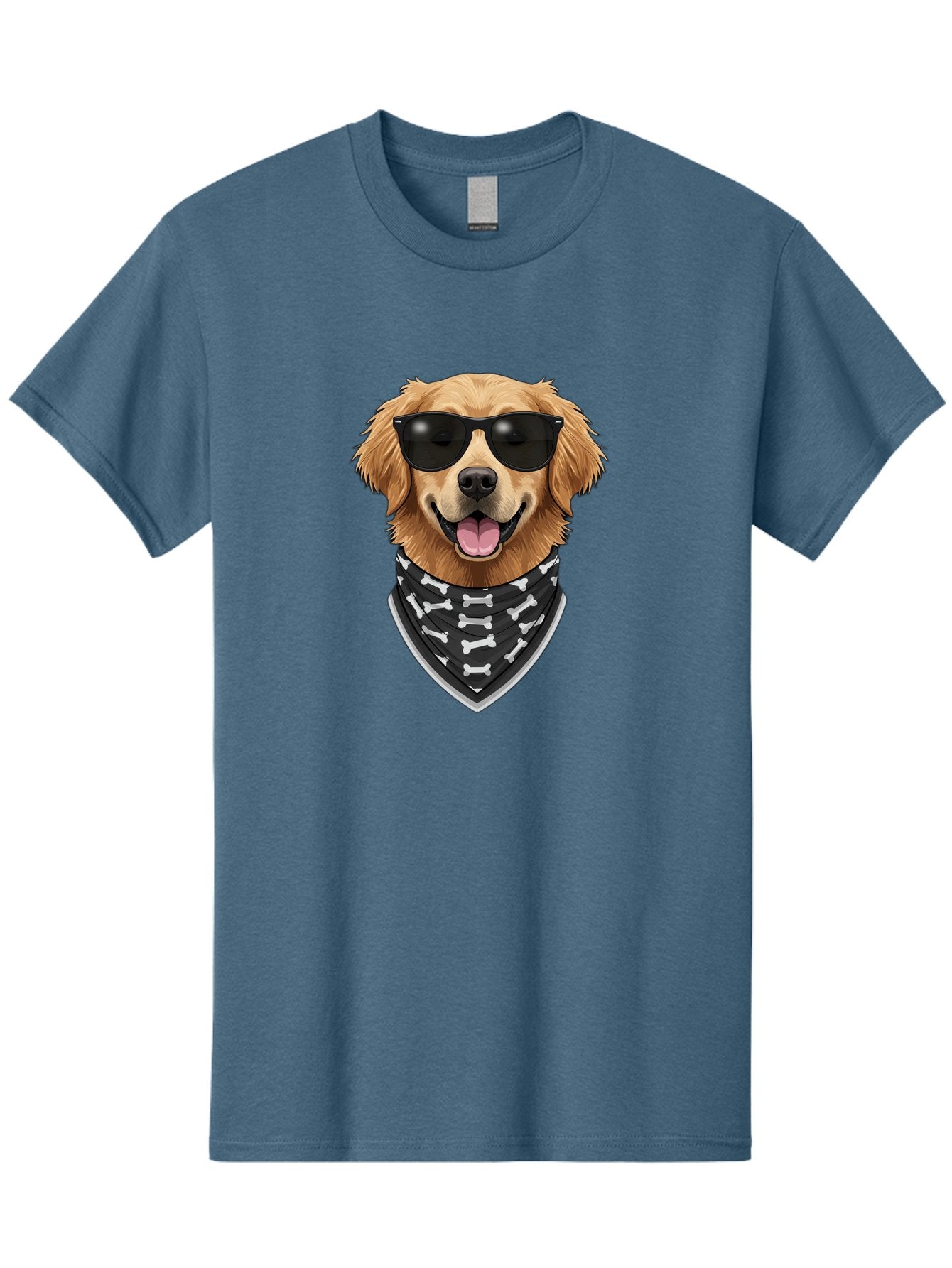Cool-Dog-2 Men'S Graphic Tee, 100% Cotton, Comfortable Casual Summer Wear, Machine Washable, Golden Retriever Dog, Sunglasses, Bandana, Bone Pattern, Dog Fashion, Cool Dog, Cartoon Style, Humor, Fun Design Bab813 11