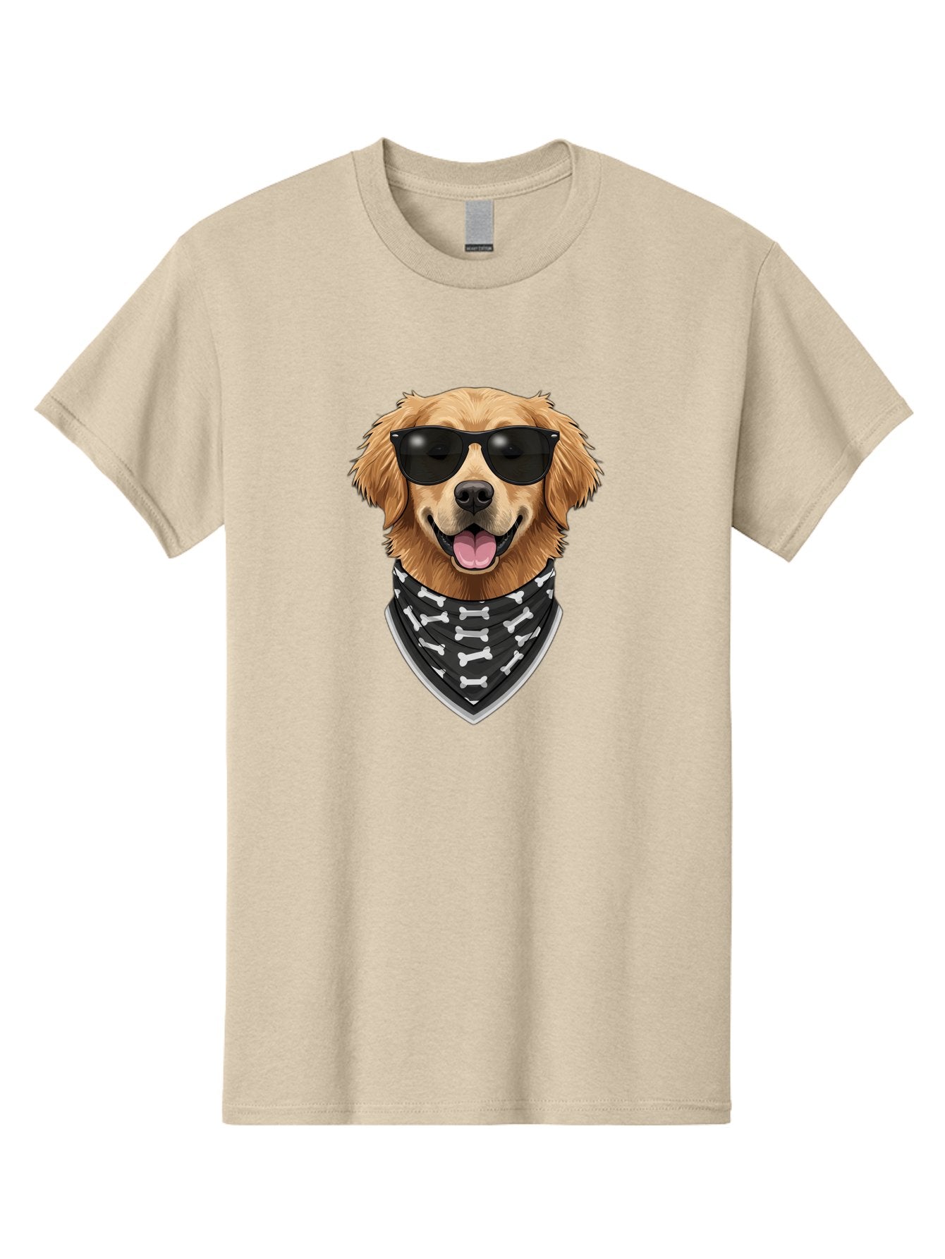 Cool-Dog-2 Men'S Graphic Tee, 100% Cotton, Comfortable Casual Summer Wear, Machine Washable, Golden Retriever Dog, Sunglasses, Bandana, Bone Pattern, Dog Fashion, Cool Dog, Cartoon Style, Humor, Fun Design Bab813 8