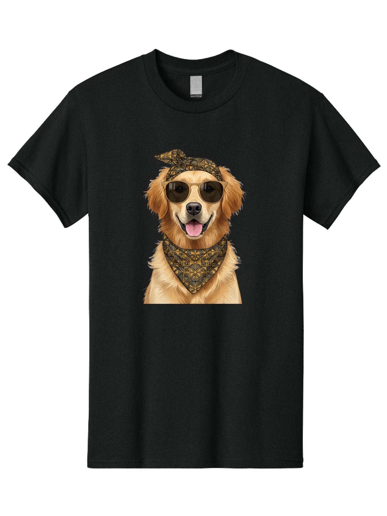 Cool-Dog-3 Men'S Graphic Tee, 100% Cotton, Comfortable Casual Summer Wear, Machine Washable, Happy Dog, Golden Retriever, Sunglasses, Bandana, Cool Dog, Furry Friend, Funky Pet, Trendy Animal, Dog Accessories, Pet Fashion Bab814 3