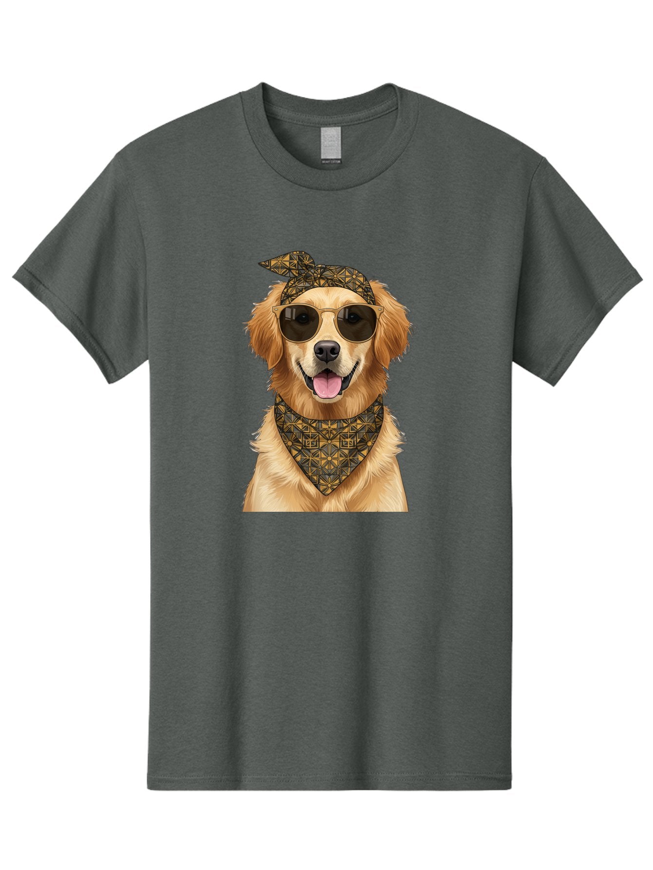 Cool-Dog-3 Men'S Graphic Tee, 100% Cotton, Comfortable Casual Summer Wear, Machine Washable, Happy Dog, Golden Retriever, Sunglasses, Bandana, Cool Dog, Furry Friend, Funky Pet, Trendy Animal, Dog Accessories, Pet Fashion Bab814 14