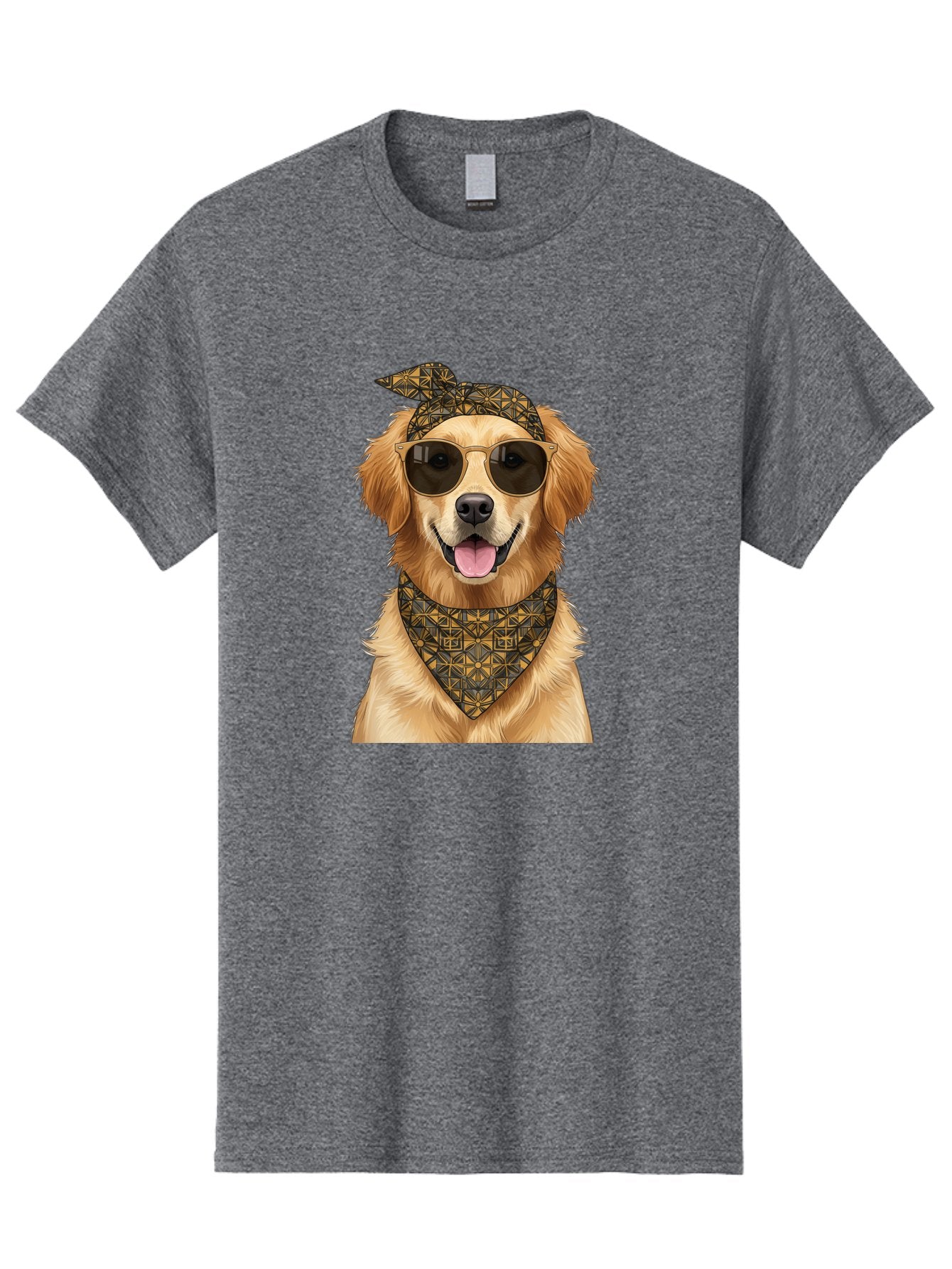 Cool-Dog-3 Men'S Graphic Tee, 100% Cotton, Comfortable Casual Summer Wear, Machine Washable, Happy Dog, Golden Retriever, Sunglasses, Bandana, Cool Dog, Furry Friend, Funky Pet, Trendy Animal, Dog Accessories, Pet Fashion Bab814 8
