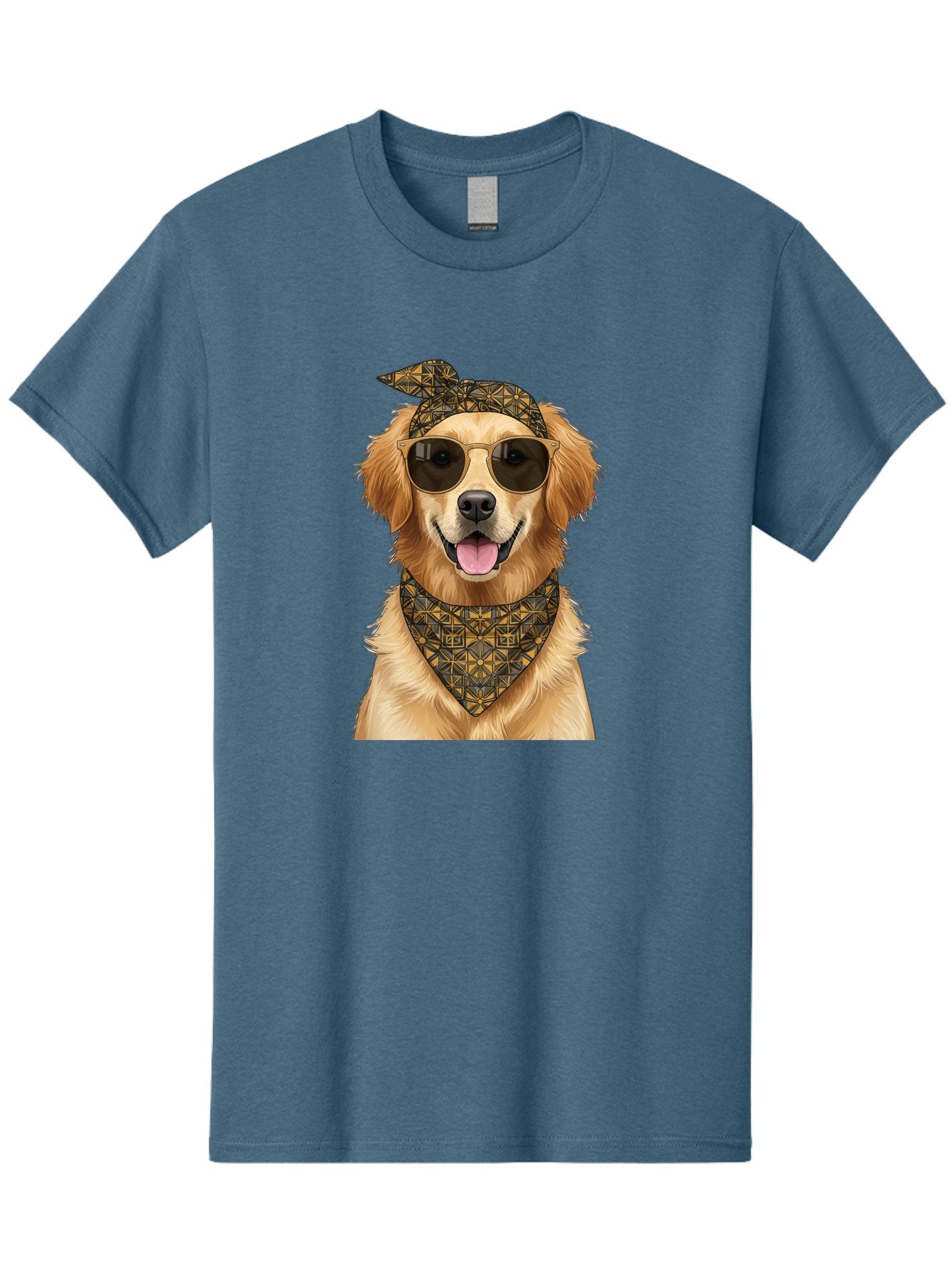 Cool-Dog-3 Men'S Graphic Tee, 100% Cotton, Comfortable Casual Summer Wear, Machine Washable, Happy Dog, Golden Retriever, Sunglasses, Bandana, Cool Dog, Furry Friend, Funky Pet, Trendy Animal, Dog Accessories, Pet Fashion Bab814 11