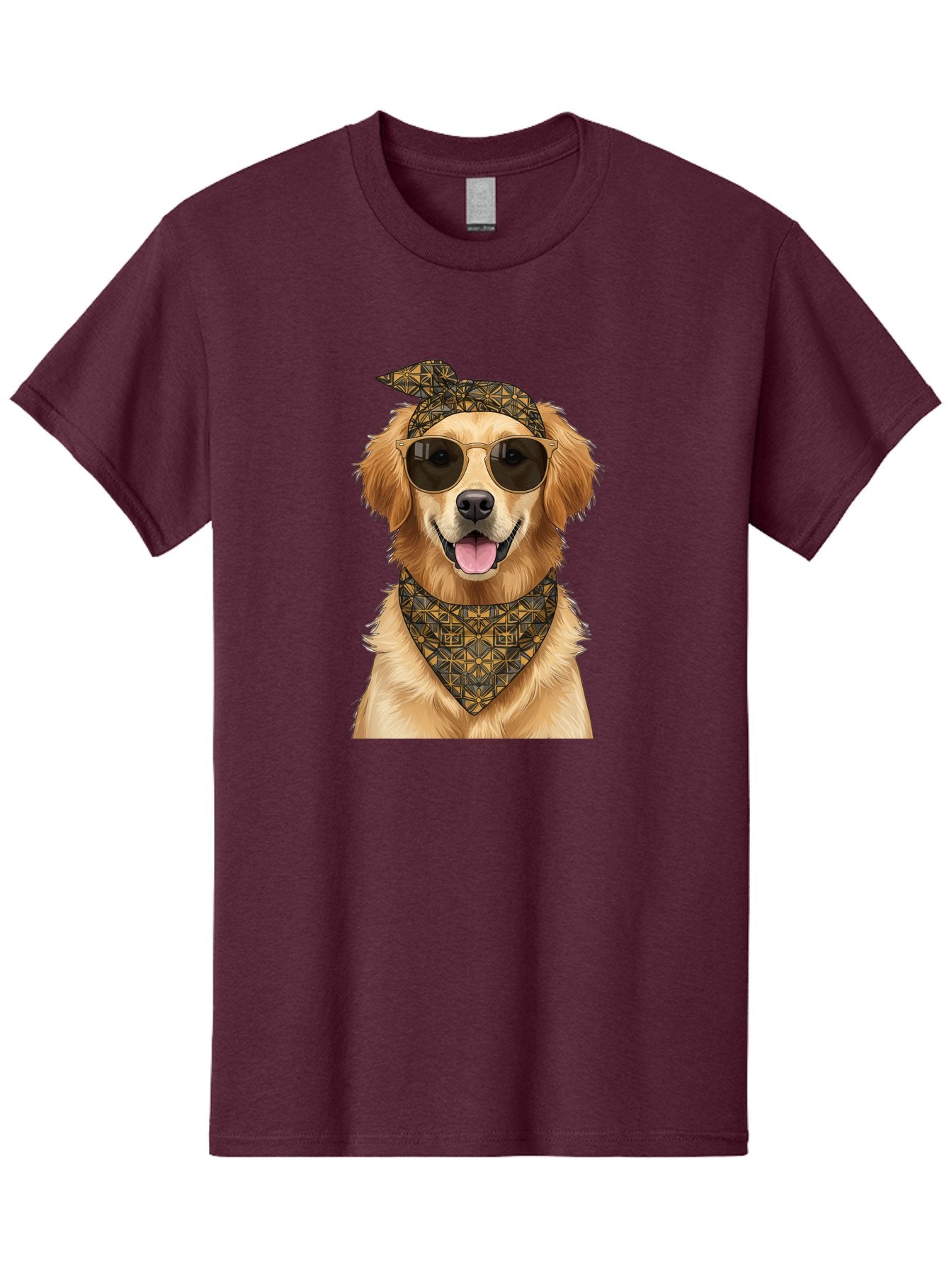 Cool-Dog-3 Men'S Graphic Tee, 100% Cotton, Comfortable Casual Summer Wear, Machine Washable, Happy Dog, Golden Retriever, Sunglasses, Bandana, Cool Dog, Furry Friend, Funky Pet, Trendy Animal, Dog Accessories, Pet Fashion Bab814 9