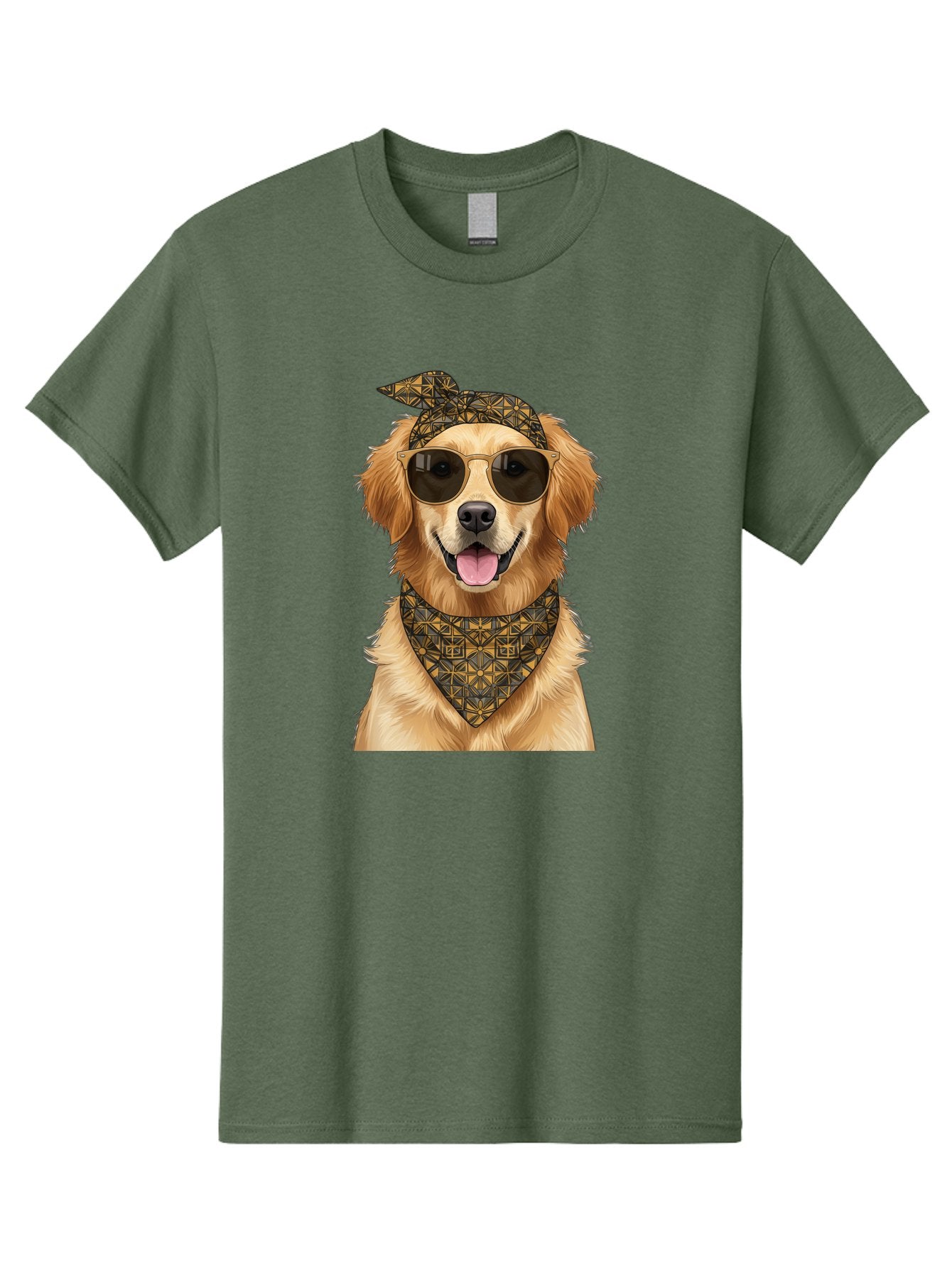 Cool-Dog-3 Men'S Graphic Tee, 100% Cotton, Comfortable Casual Summer Wear, Machine Washable, Happy Dog, Golden Retriever, Sunglasses, Bandana, Cool Dog, Furry Friend, Funky Pet, Trendy Animal, Dog Accessories, Pet Fashion Bab814 12
