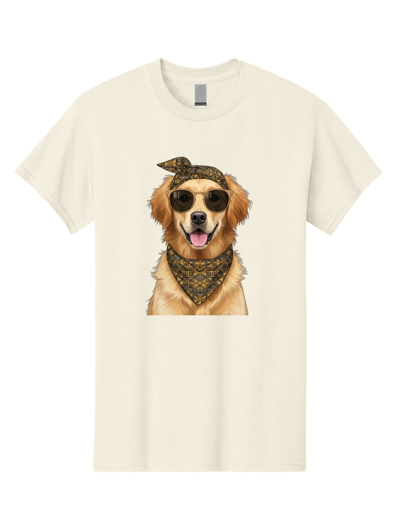 Cool-Dog-3 Men'S Graphic Tee, 100% Cotton, Comfortable Casual Summer Wear, Machine Washable, Happy Dog, Golden Retriever, Sunglasses, Bandana, Cool Dog, Furry Friend, Funky Pet, Trendy Animal, Dog Accessories, Pet Fashion Bab814 7