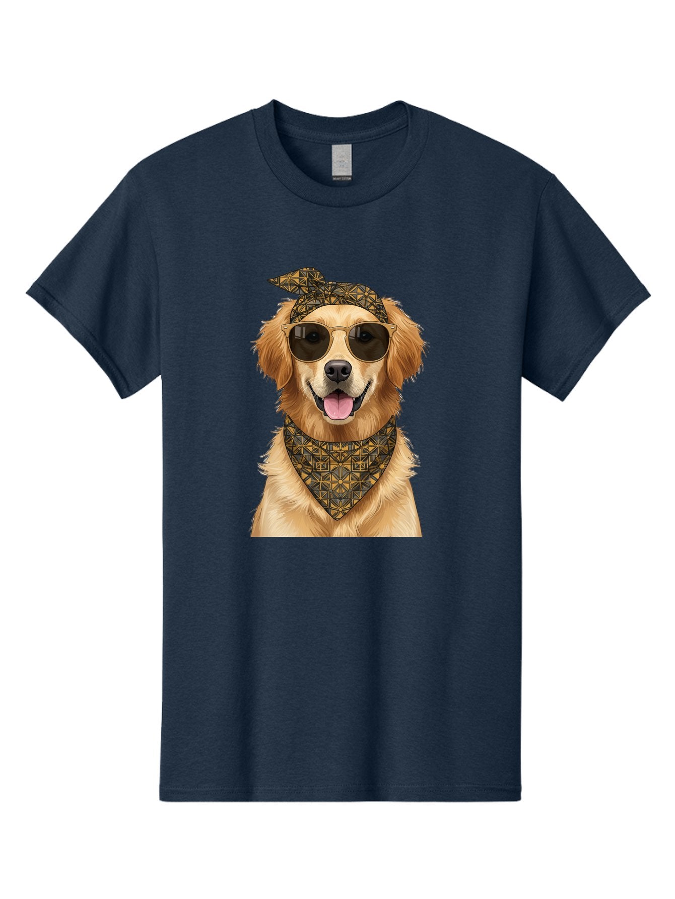 Cool-Dog-3 Men'S Graphic Tee, 100% Cotton, Comfortable Casual Summer Wear, Machine Washable, Happy Dog, Golden Retriever, Sunglasses, Bandana, Cool Dog, Furry Friend, Funky Pet, Trendy Animal, Dog Accessories, Pet Fashion Bab814 6