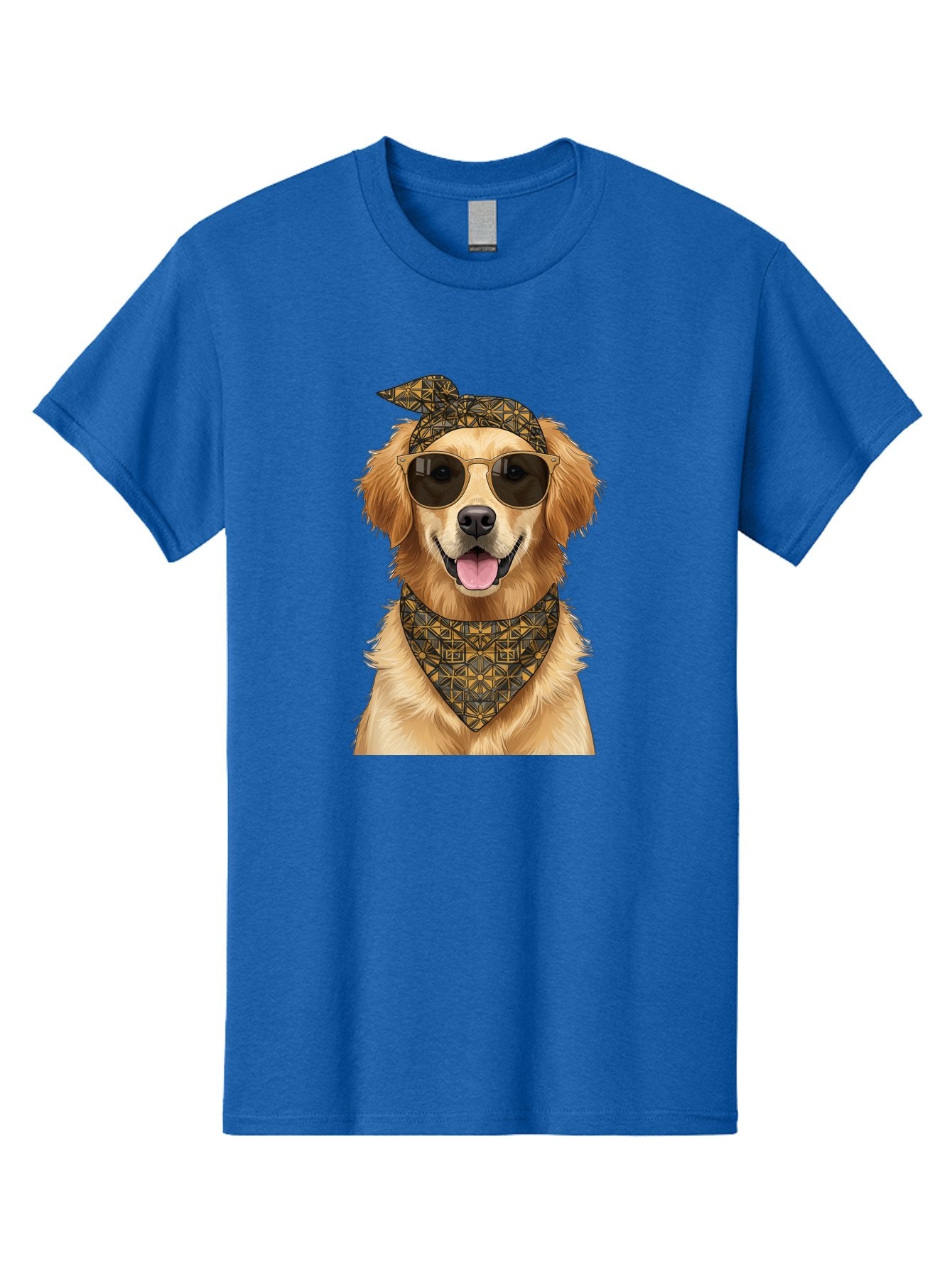 Cool-Dog-3 Men'S Graphic Tee, 100% Cotton, Comfortable Casual Summer Wear, Machine Washable, Happy Dog, Golden Retriever, Sunglasses, Bandana, Cool Dog, Furry Friend, Funky Pet, Trendy Animal, Dog Accessories, Pet Fashion Bab814 5