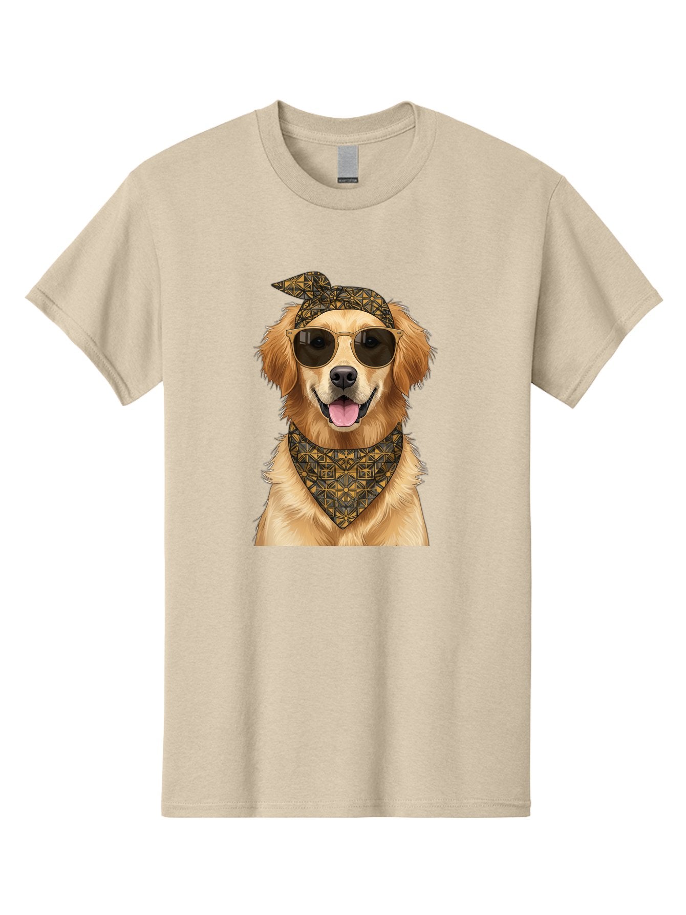Cool-Dog-3 Men'S Graphic Tee, 100% Cotton, Comfortable Casual Summer Wear, Machine Washable, Happy Dog, Golden Retriever, Sunglasses, Bandana, Cool Dog, Furry Friend, Funky Pet, Trendy Animal, Dog Accessories, Pet Fashion Bab814 15