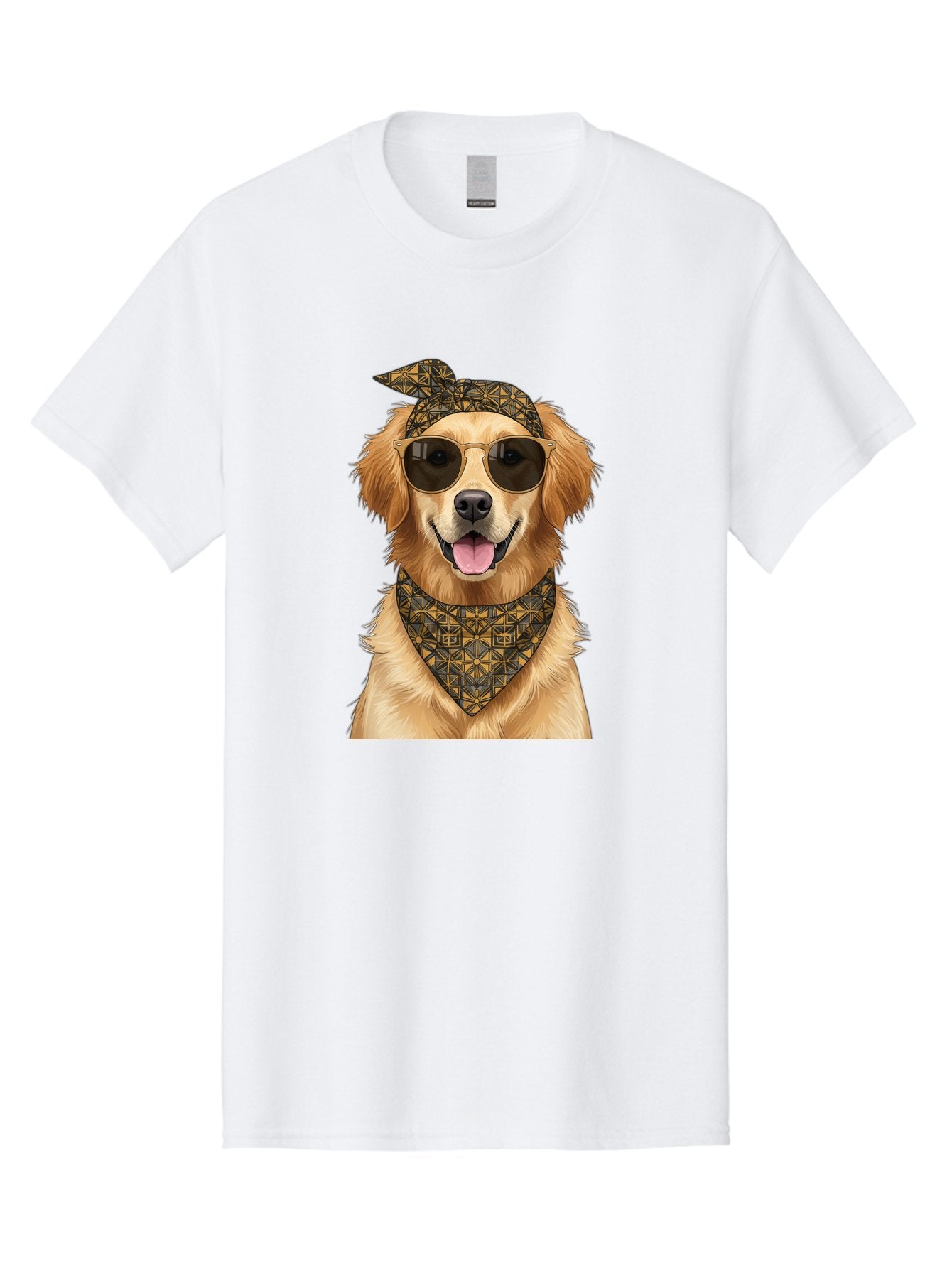 Cool-Dog-3 Men'S Graphic Tee, 100% Cotton, Comfortable Casual Summer Wear, Machine Washable, Happy Dog, Golden Retriever, Sunglasses, Bandana, Cool Dog, Furry Friend, Funky Pet, Trendy Animal, Dog Accessories, Pet Fashion Bab814 13